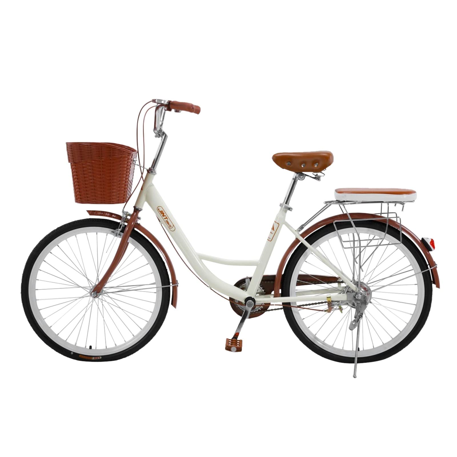 **26 Inch Women's Cruiser Bike - 1 Speed Classic Retro Style with Basket & Backseat - Perfect for Beach Rides, Commuting & Leisure (Coffee, One Size)**