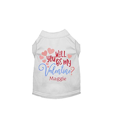 Personalized Dog Valentine's Day Shirt - 'Will You Be My Valentine?' Cute Pet Clothes for Small & Large Dogs - Perfect for Valentine's Day Photos, Parties & Gifts