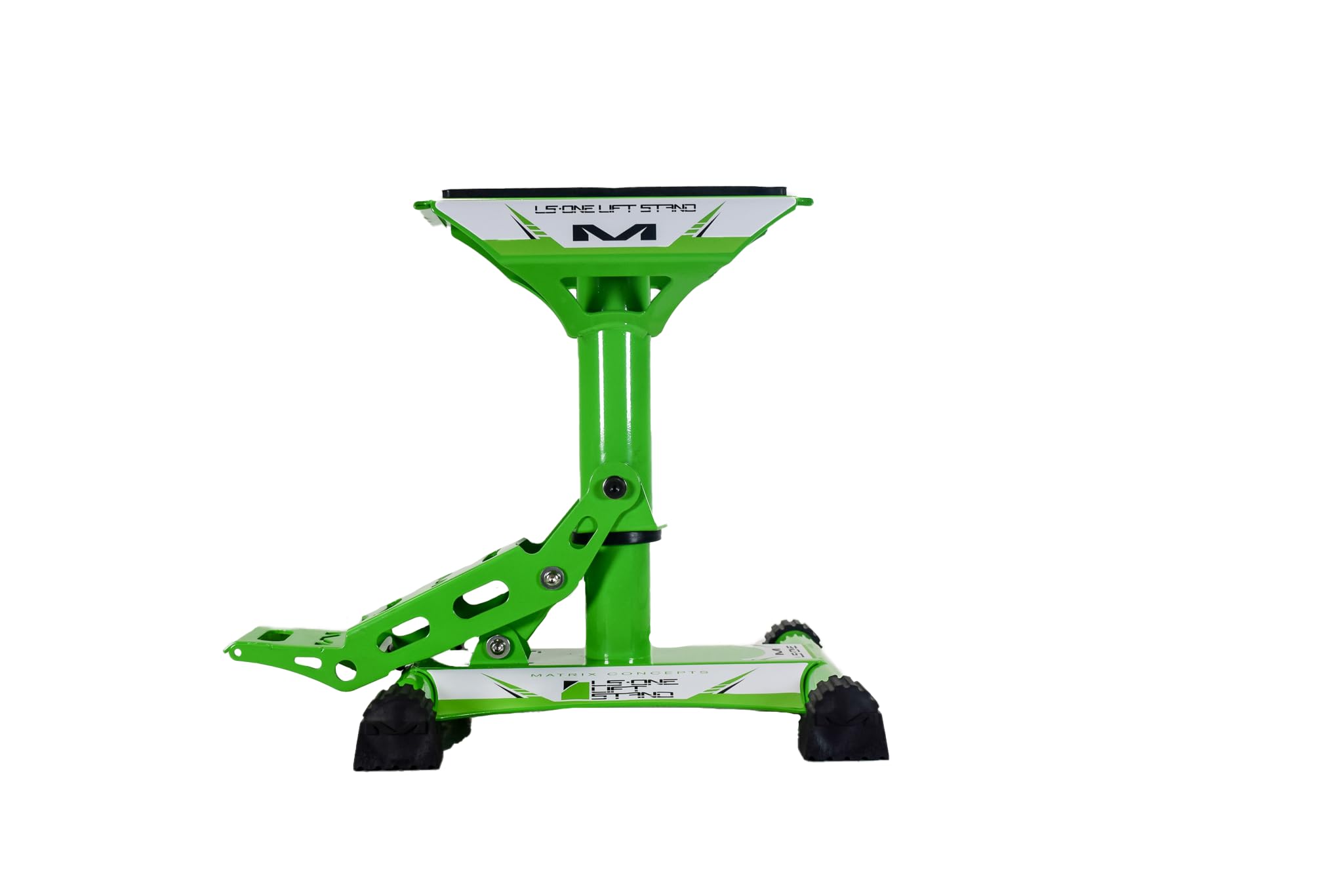 Matrix Concepts LS1 Lift Stand - Heavy Duty Carbon Steel Construction, 500 lbs Weight Capacity - Ideal for Dirt Bikes & Mini Riders - Includes Free Sticker Pack (Green) - Perfect for Garage Maintenance, Bike Storage & Off-Road Adventures