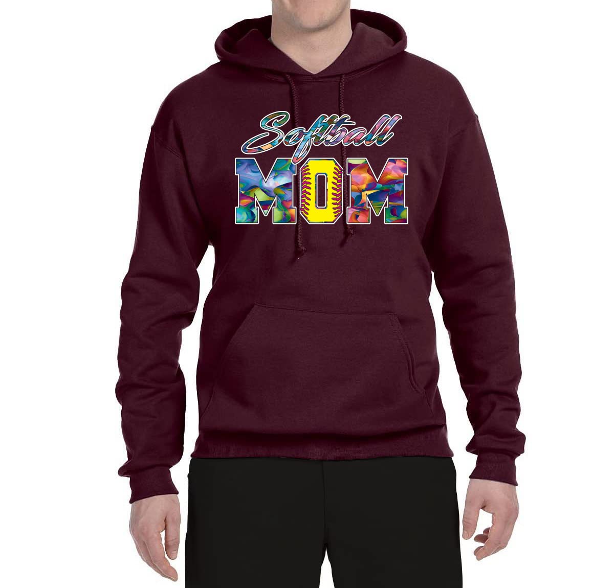 Wild Bobby Colorful Softball Mom Hoodie - Unisex Graphic Sweatshirt for Mother's Day Gifts, Team Sports & Casual Wear