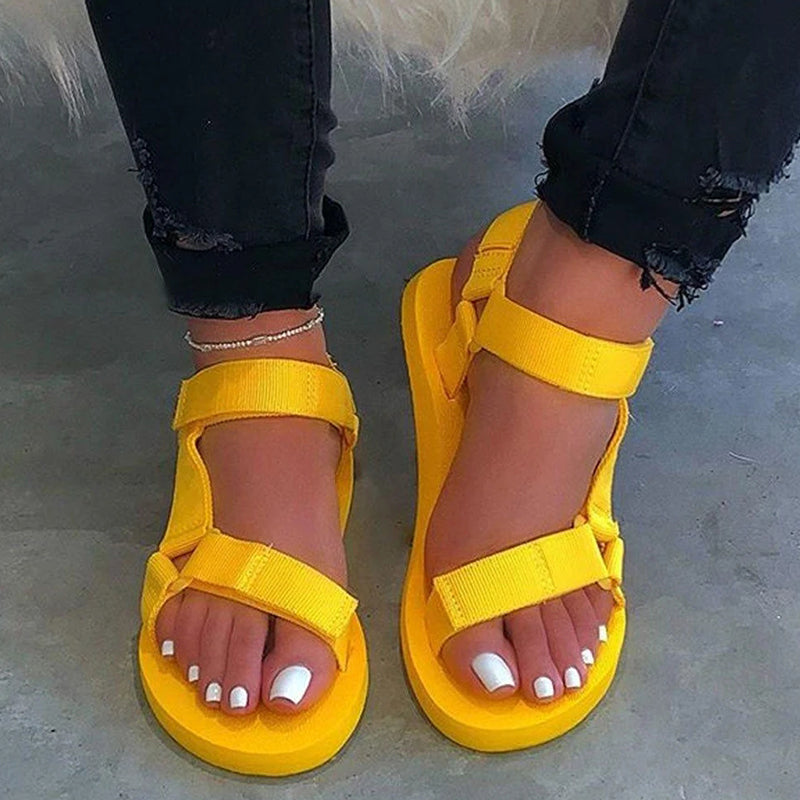 Konhill Women's Comfortable Velcro Flat Sandals - Lightweight Summer Casual Shoes for Walking, Beach, Travel & Everyday Wear