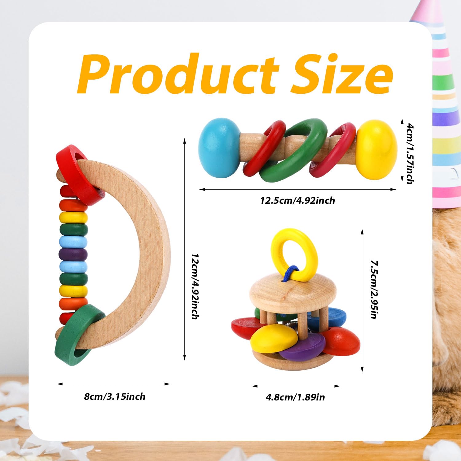 Natural Wooden Bunny Chew Toys for Rabbits - Safe Bite-Resistant Small Animal Toys for Guinea Pigs, Chinchillas, Hamsters & Parrots - Indoor Pet Enrichment for Teeth Grinding & Boredom Relief - Perfect for Playtime, Cage Accessories & Dental Care