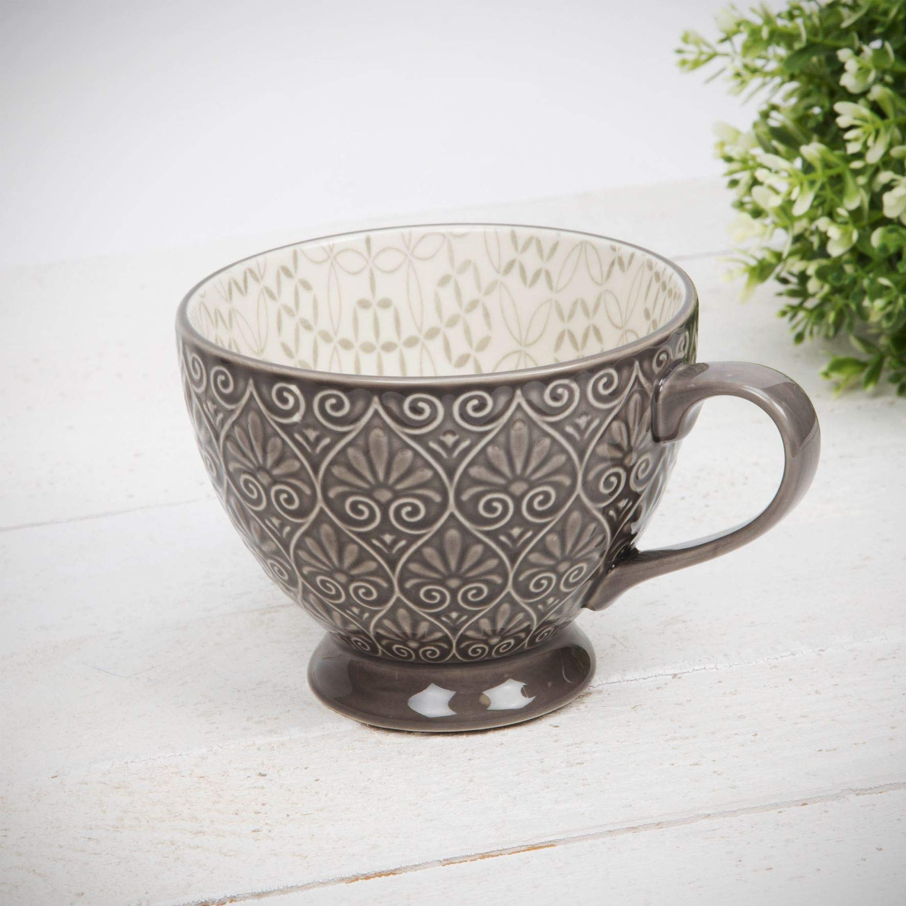 Widdop & Co Porcelain Tea Cups Set of 4 - Elegant Bone China Coffee Cups with Saucers - Perfect for Afternoon Tea, Bridal Showers & Home Decor