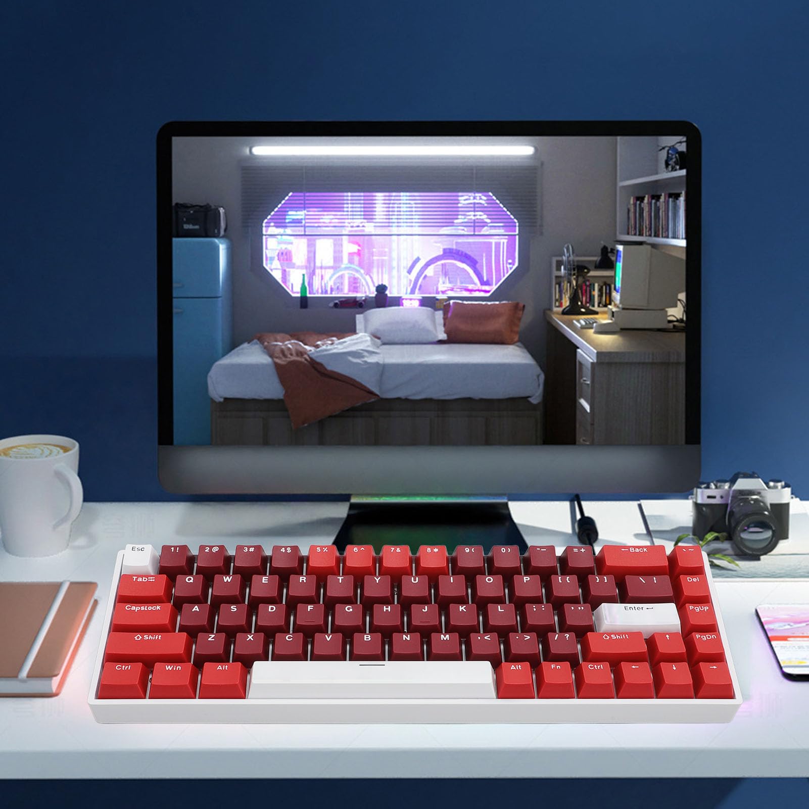 Ciciglow 68 Key RGB Mechanical Gaming Keyboard - Wired & Wireless, Blue Switches, Compact Design for PC & Mac | Perfect for Gaming, Typing & Office Work