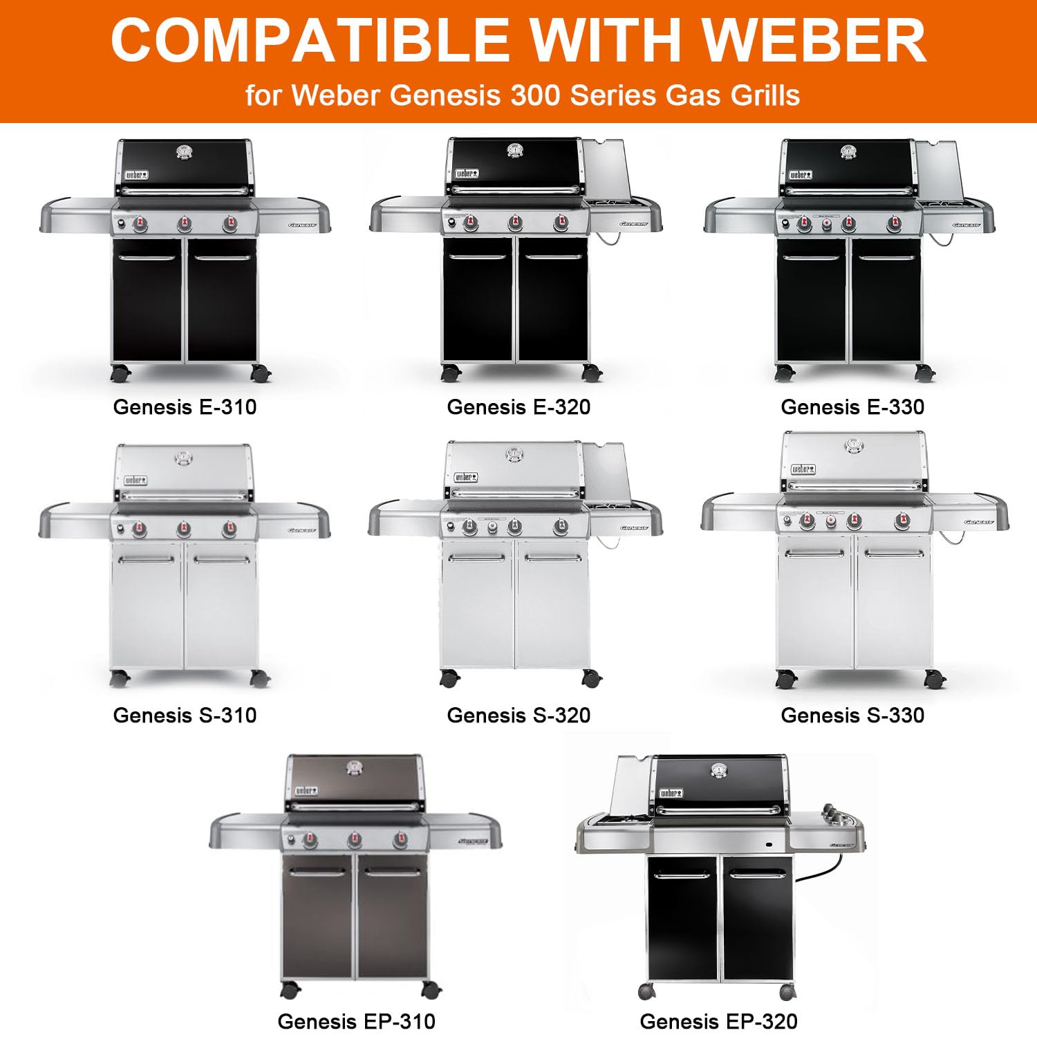 Weber Genesis 300 Series Full-Size Griddle Inserts - Compatible with E-310, S-310, E-320, S-320, E-330, S-330, EP-310, EP-320, EP-330 & CEP-310 Gas Grills - Flat Top Griddle Accessories for Outdoor BBQ, Camping & Backyard Cooking