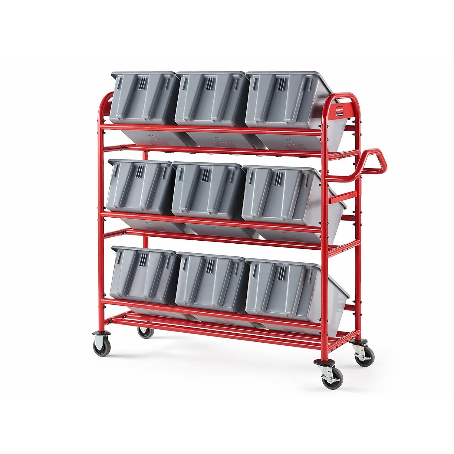 Rubbermaid Commercial Tote Picking Cart - Heavy Duty Storage Bracket Holds 18 Totes | Warehouse Organization, Retail Stocking, Industrial Storage Solution