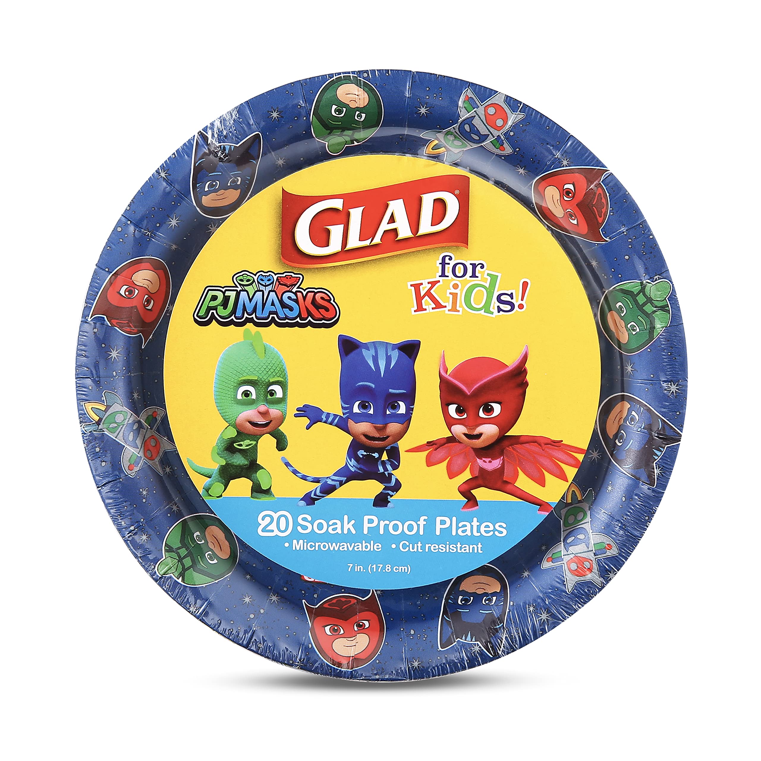 PJ Masks Space Themed 7 Inch Paper Plates for Kids - 20 Count | Disposable, Heavy Duty, Soak Proof & Microwave Safe | Birthday Parties, Picnics, School Lunches & Family Gatherings