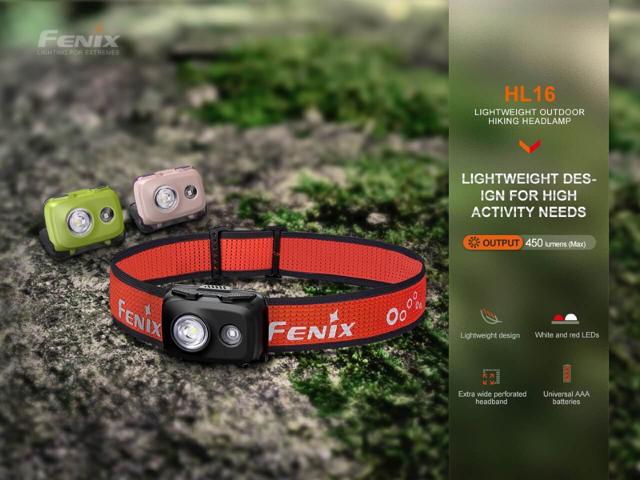 Fenix HL16 Lightweight Outdoor Hiking LED Headlamp - 300 Lumens, USB Rechargeable, Waterproof Headlight for Camping, Running, Fishing & Emergency Use