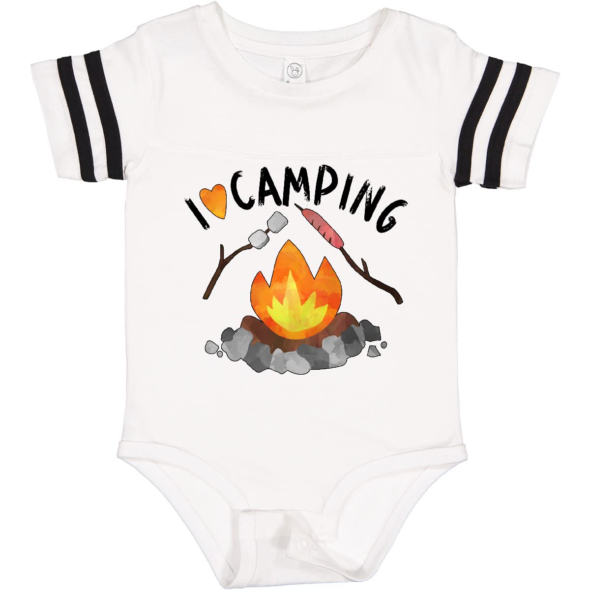 Inktastic I Love Camping Baby Bodysuit - Cute Campfire, Hot Dog & Marshmallows Design - Perfect for Outdoor Adventures & Family Camping Trips