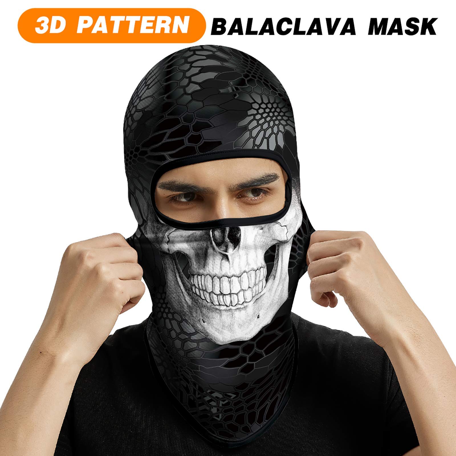Venswell 3D Skull Balaclava Face Mask - Warm Winter Ski Mask for Cycling, Motorcycle & Snow Sports - Halloween Costume Accessory - Perfect for Cold Weather Outdoor Activities
