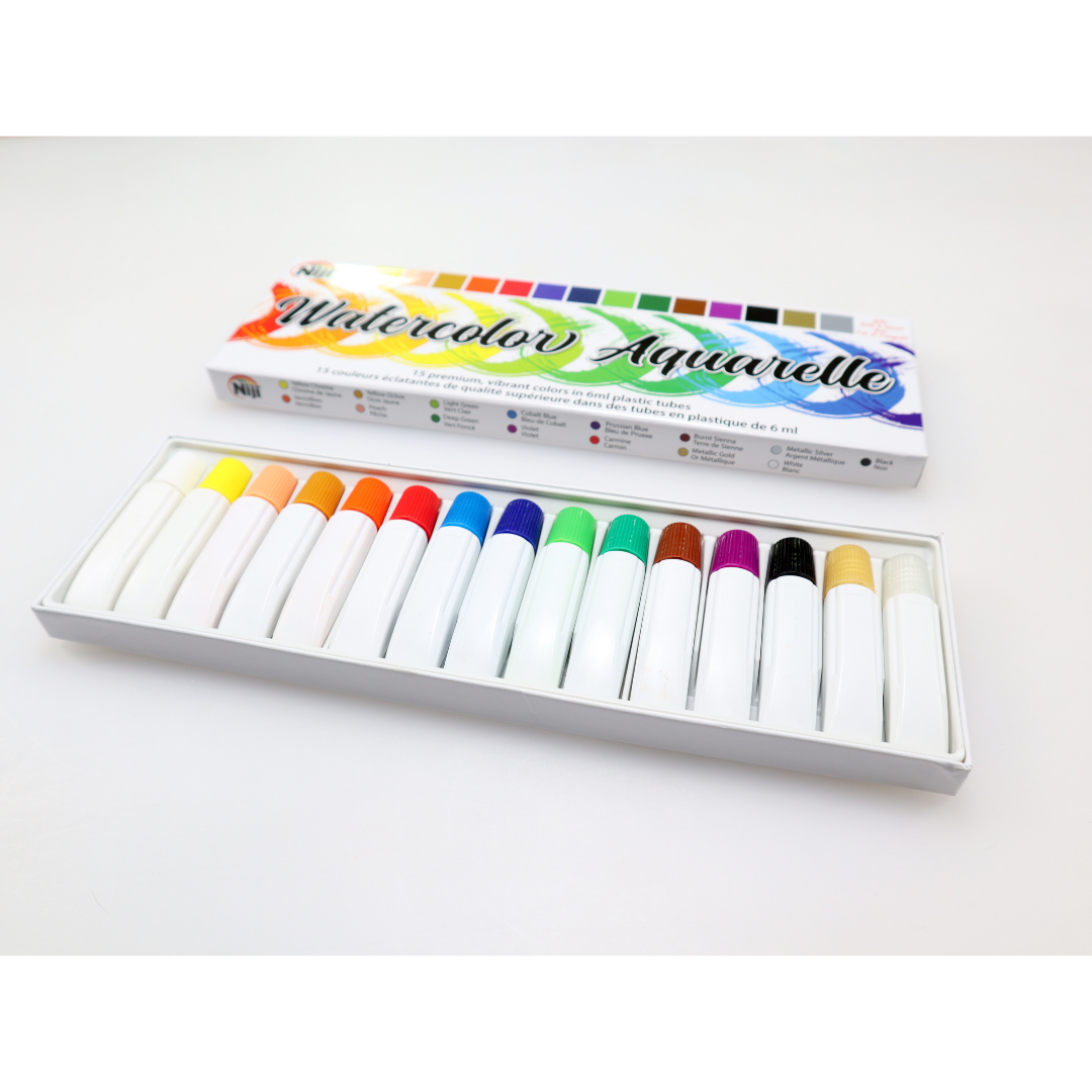 Niji Premium Watercolor Paint Set - 15 Vibrant Colors (NNC15) for Artists, Students & Professionals - Perfect for Sketching, Painting & Mixed Media Art