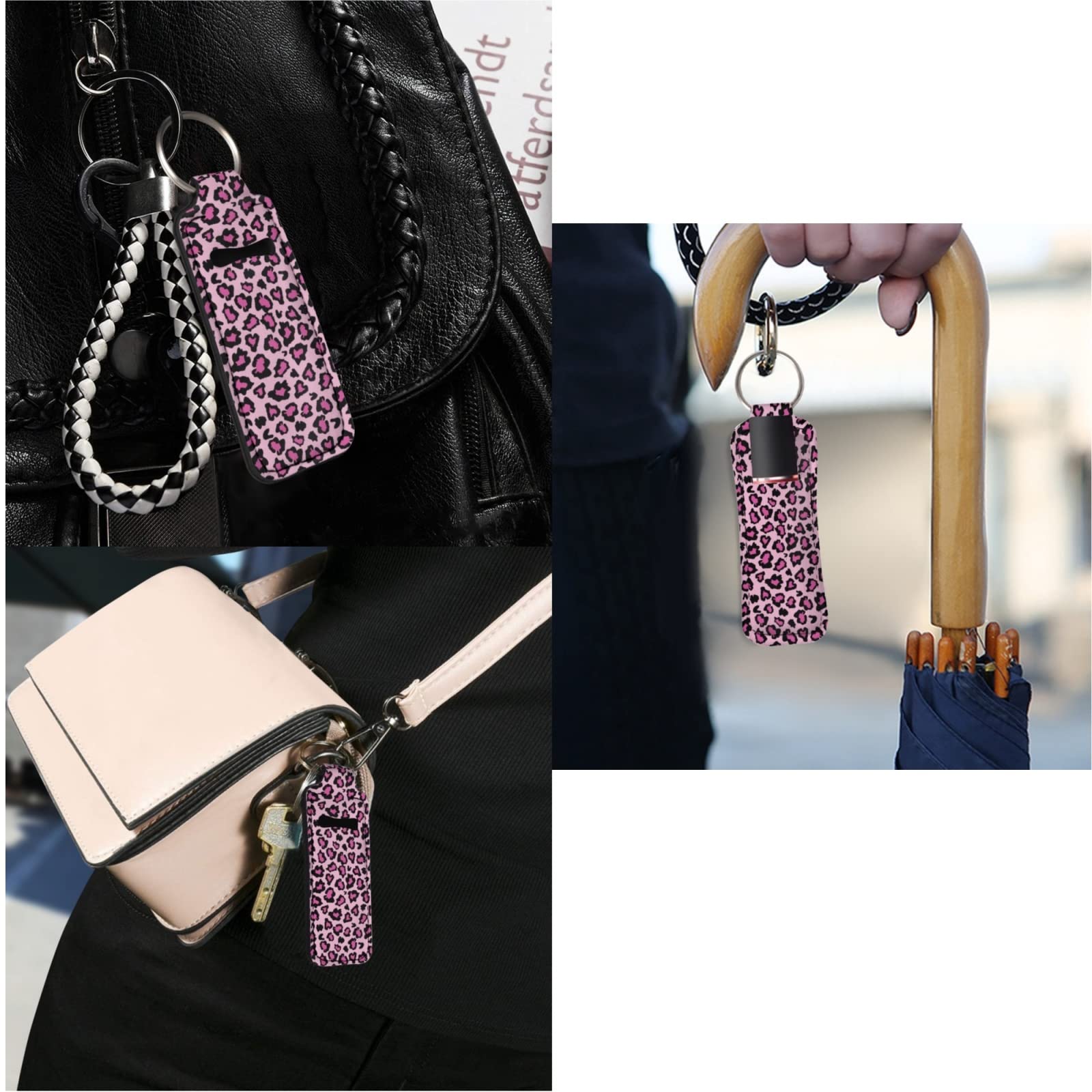 Horse Chapstick Holder Keychain - Portable Lip Balm Tube Holder for Travel, Gym & Everyday Use (Pink Leopard Print) - Cute Lip Gloss Organizer Accessory