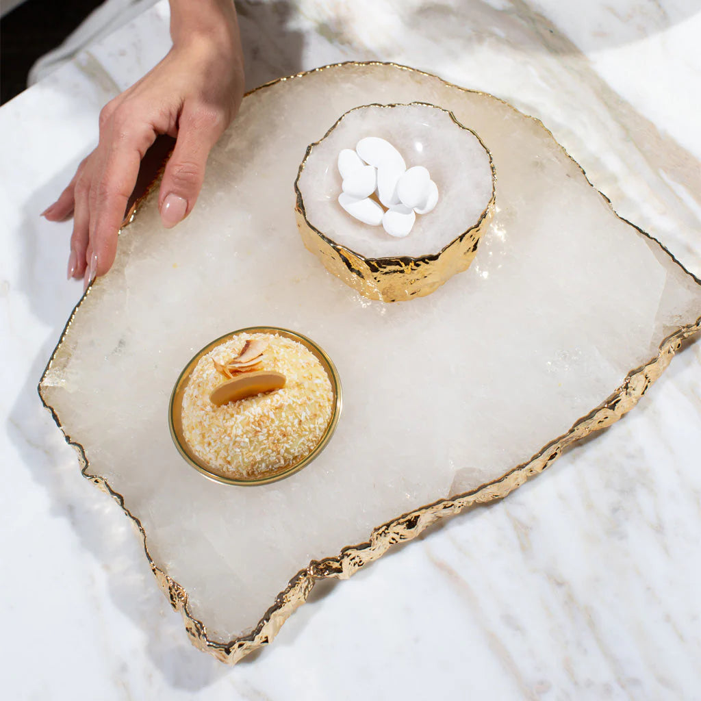 Elegant Kiva Crystal & Gold Platter - Perfect for Serving, Entertaining, and Home Decor | Luxury Dinnerware for Parties, Weddings, and Special Occasions