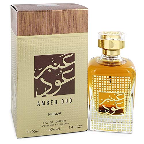 Nusuk Amber Oud Eau De Parfum Spray for Women - 3.4 oz Luxury Perfume | Long-Lasting Fragrance for Date Night & Special Occasions
