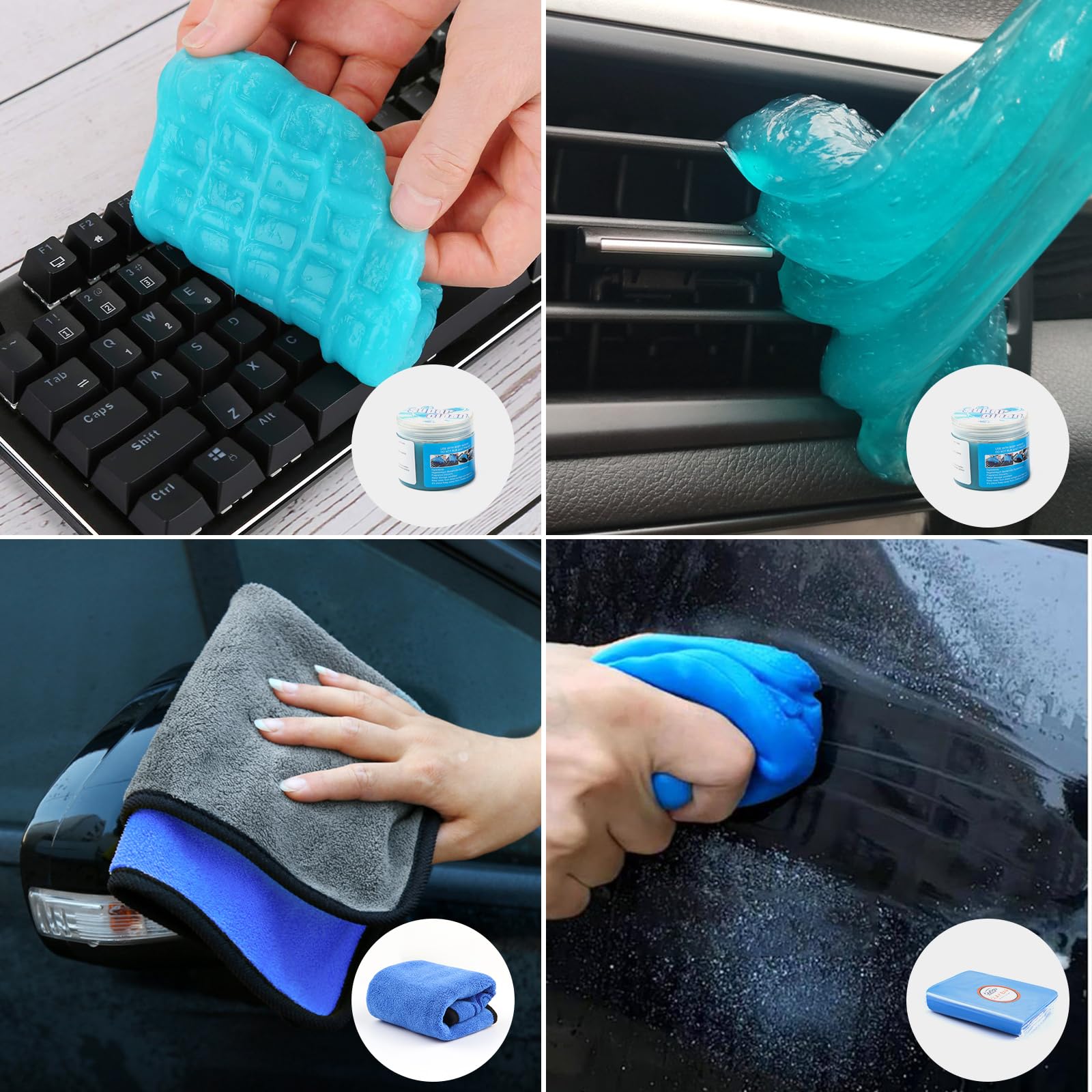 3 Pack 100g Magic Car Clay Bar Kit with Cleaning Gel & Microfiber Towel | Professional Auto Detailing Clay Bar & Dust Remover Gel for Car Vents, Dashboard | Perfect for DIY Car Wash & Interior Cleaning