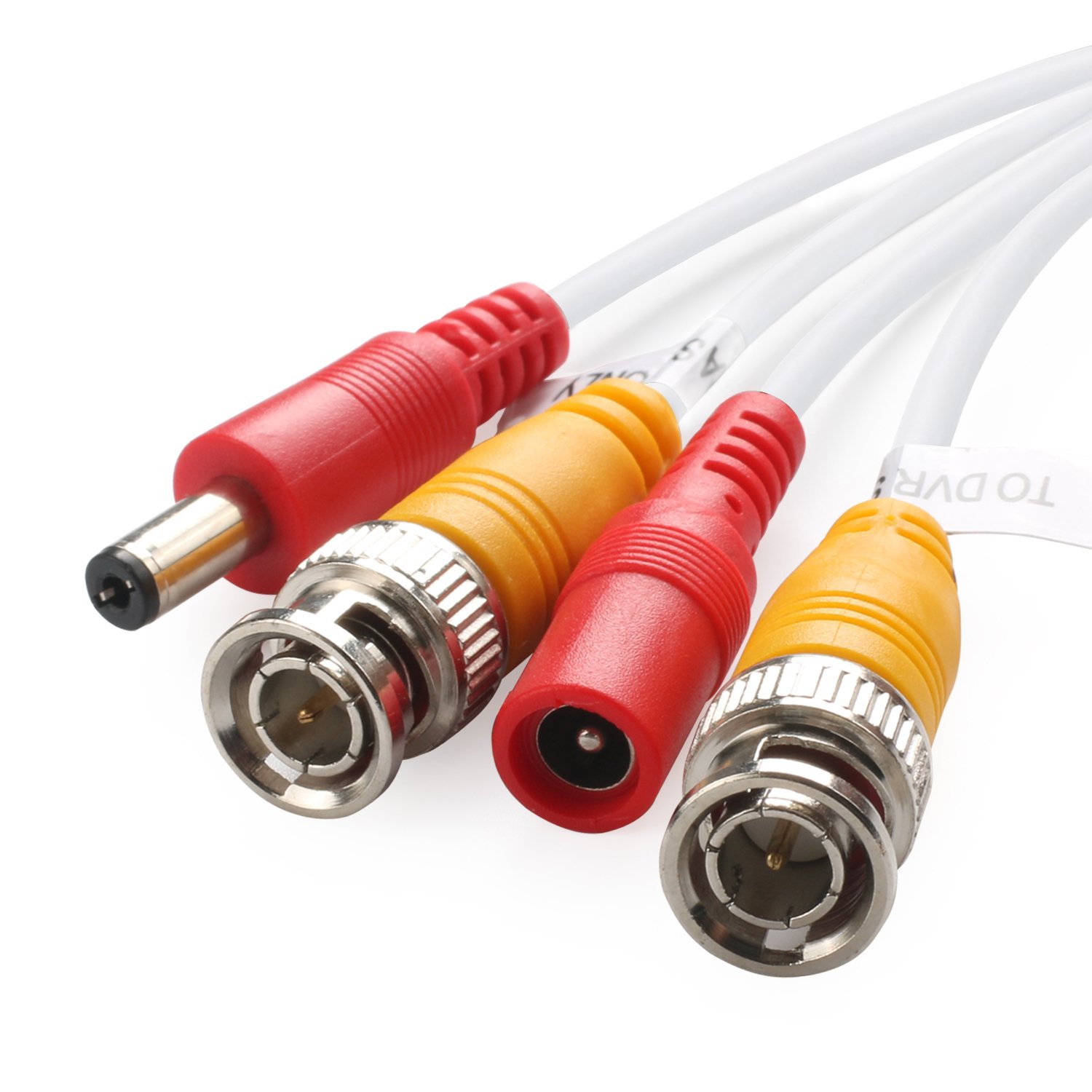 Postta BNC Video Power Cable 25ft (4 Pack) for CCTV DVR Surveillance System - Outdoor Security Camera Setup