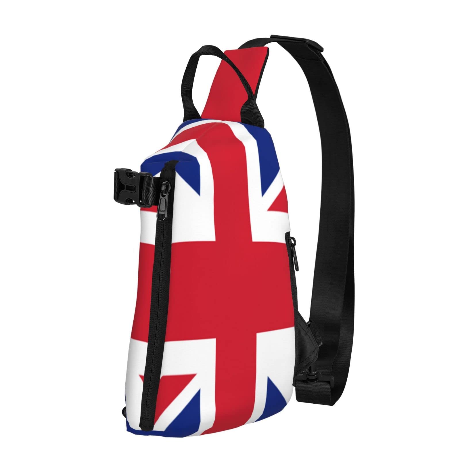UK Flag Crossbody Sling Backpack - Waterproof Travel Hiking Chest Daypack with Adjustable Strap, Black One Size Shoulder Bag for Outdoor Adventures & Daily Commute