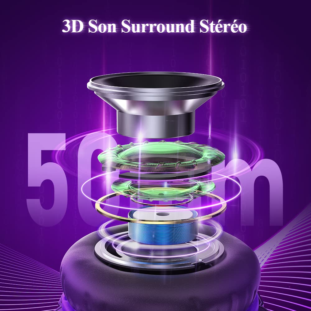 BENGOO G9000 Wired Gaming Headset with Microphone - Noise Cancelling Over-Ear Headphones for PS5, PS4, Xbox One, PC - RGB LED Lights & Soft Memory Foam Earmuffs (Purple) - Perfect for Competitive Gaming, Streaming & Online Meetings