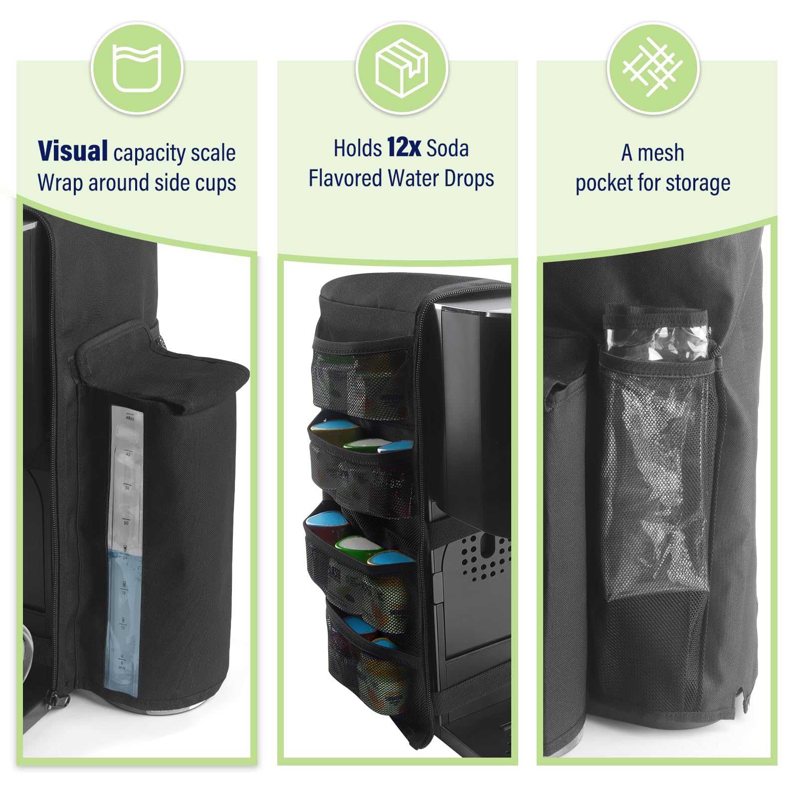 **Dust Cover for Ninja Thirsti WC1001 Soda Maker | Machine Cover Accessory with Extra Pockets for 12 Flavor Pods | Perfect for Kitchen, Party, or Office Use**