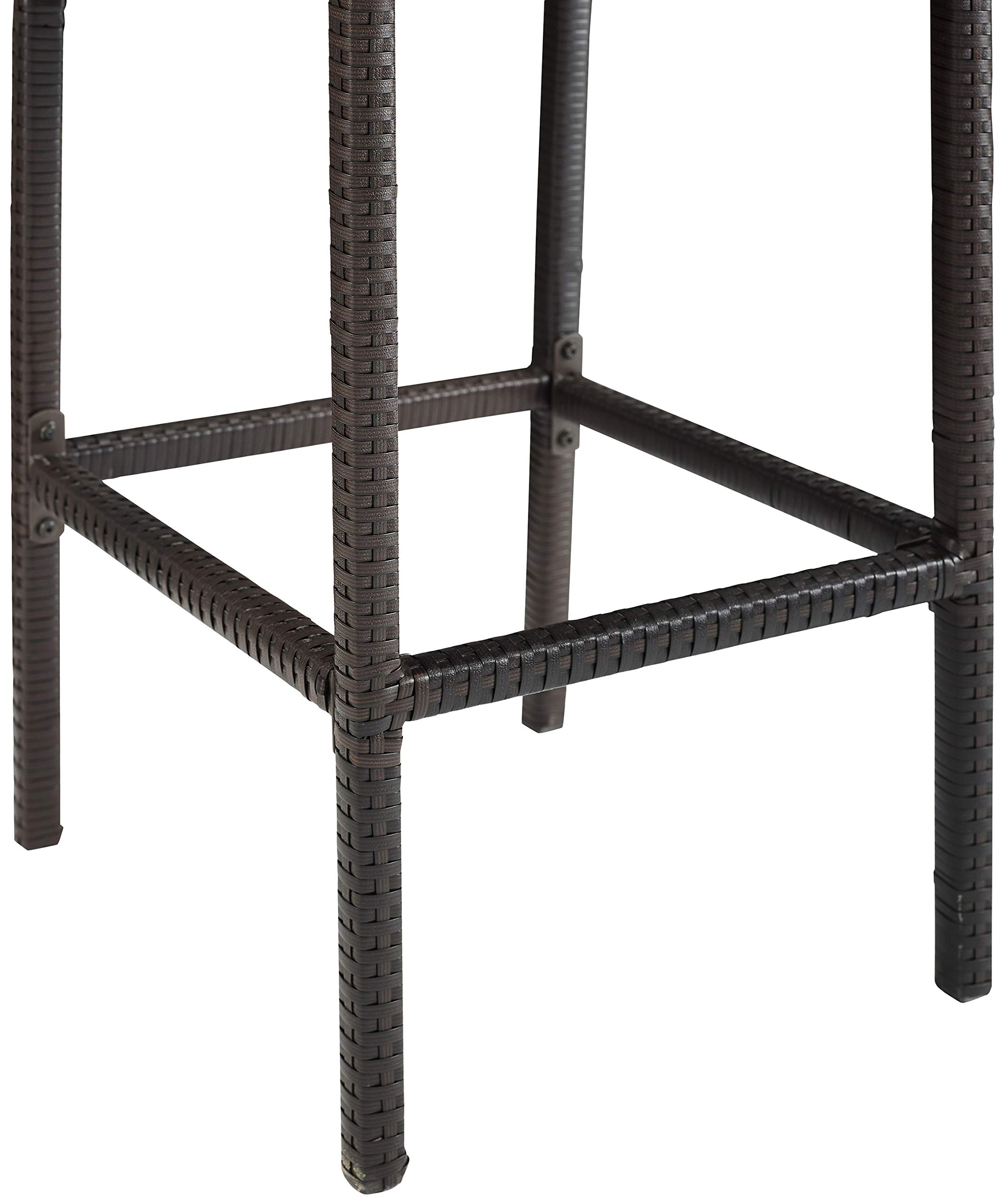 Crosley Furniture Palm Harbor Wicker Outdoor Bar Stools - Set of 2, Brown with Sand Cushion - Patio, Backyard & Balcony Furniture for Outdoor Dining, Lounging & Entertaining