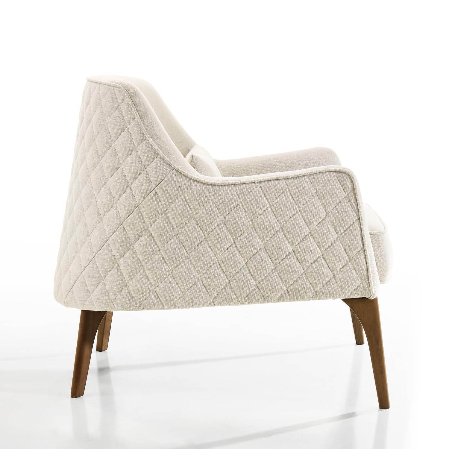 Jane Lounge Accent Chair - Modern Beige Upholstered Armchair for Living Room, Bedroom & Office - Comfortable Reading Chair with Sturdy Wooden Legs