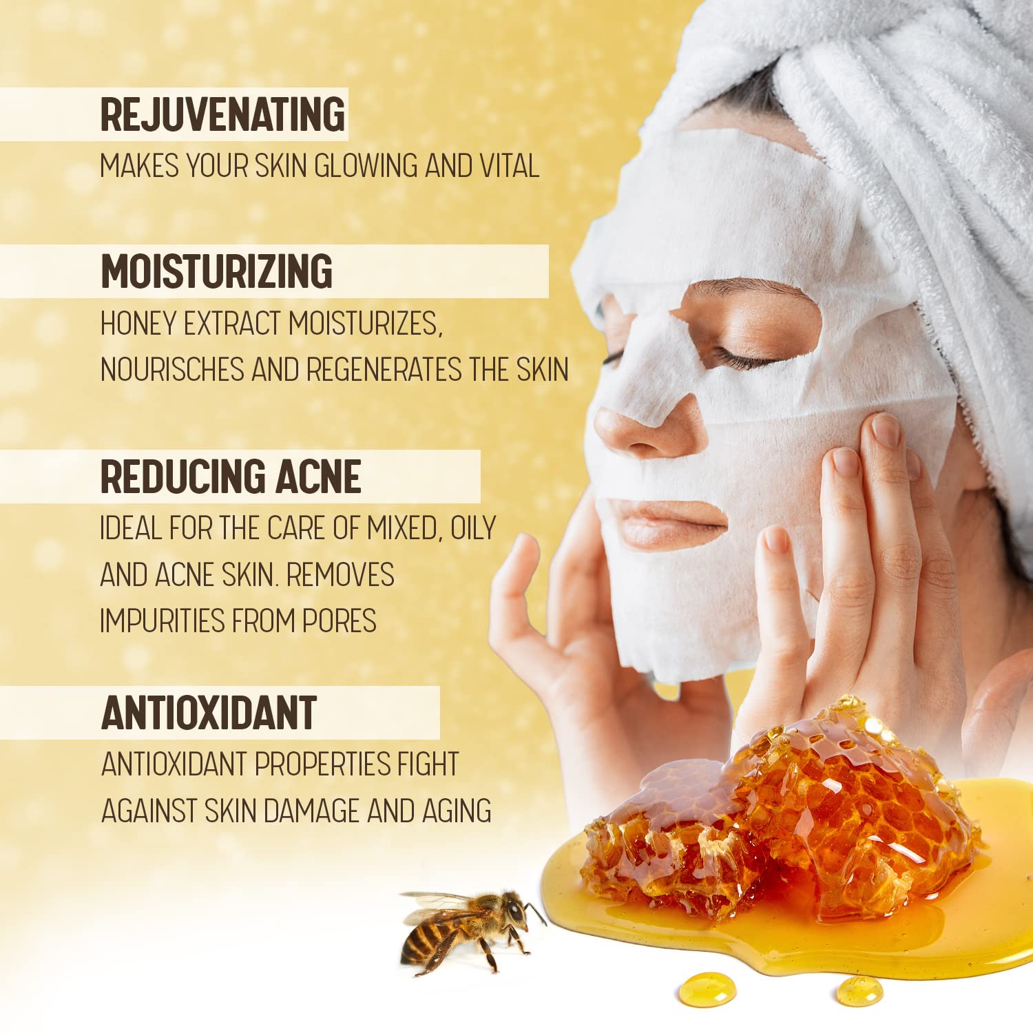 Korean Royal Jelly Face Mask - Anti-Aging & Deep Hydration (10-Pack) for Night Skincare Routine