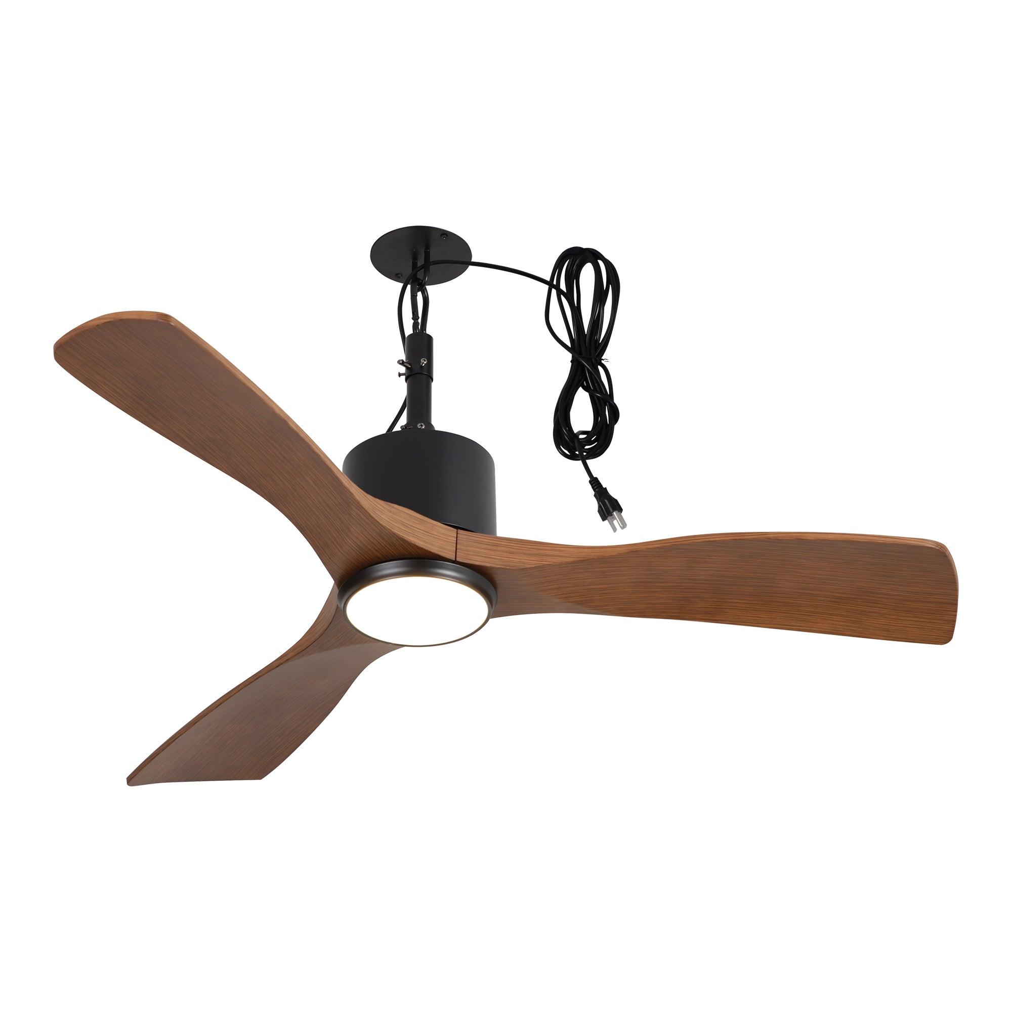 42 Inch IP65 Rated Outdoor Ceiling Fan with LED Light - Modern Black Design, Dniester DC Motor, Hanging Buckle & Downrod - Perfect for Patio, Deck, Pergola and Outdoor Living Spaces