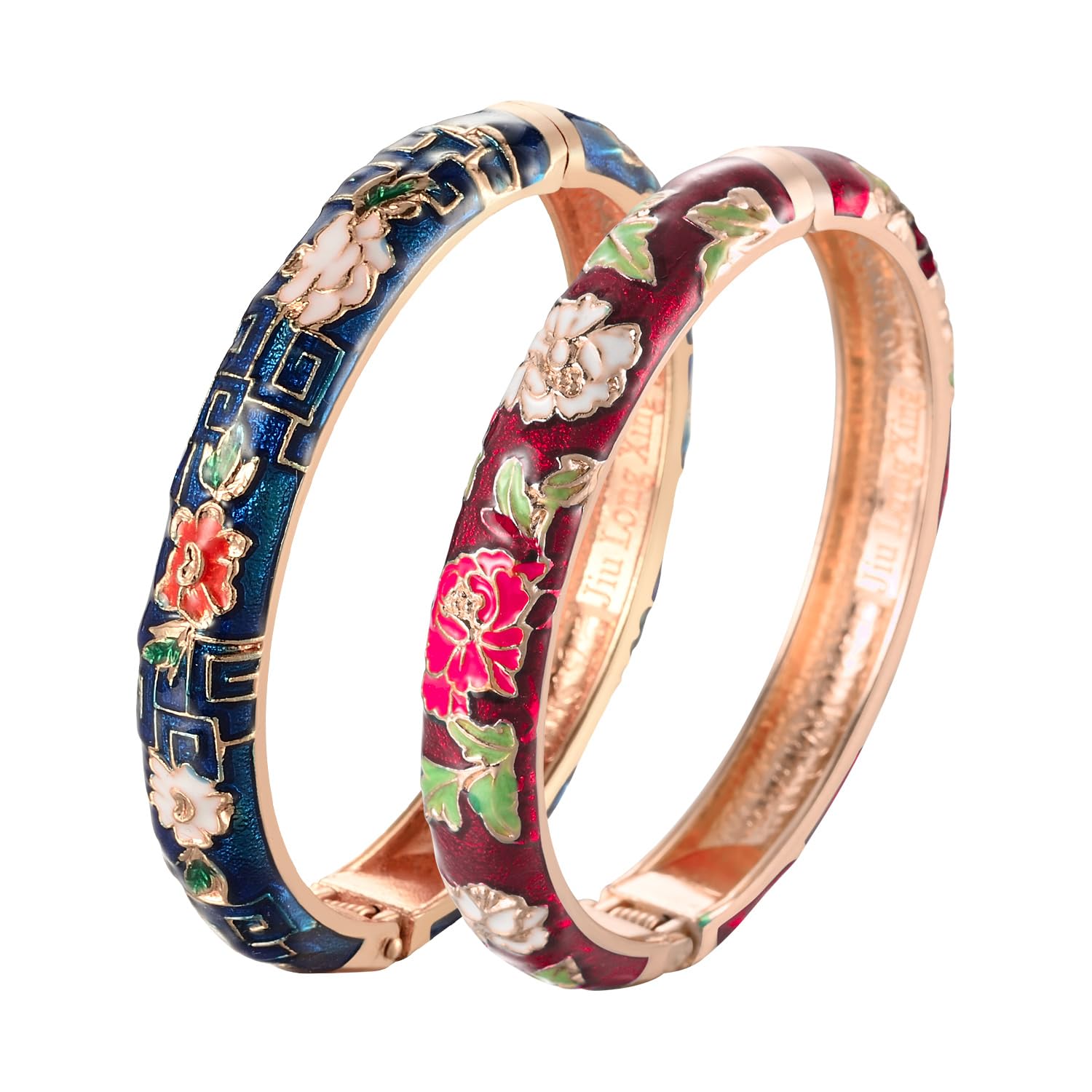 Vintage Cloisonne Flower Bracelet - Gold Plated Enamel Cuff Bangle for Women, Handmade Jewelry Gift with Elegant Box - Perfect for Weddings, Parties & Special Occasions