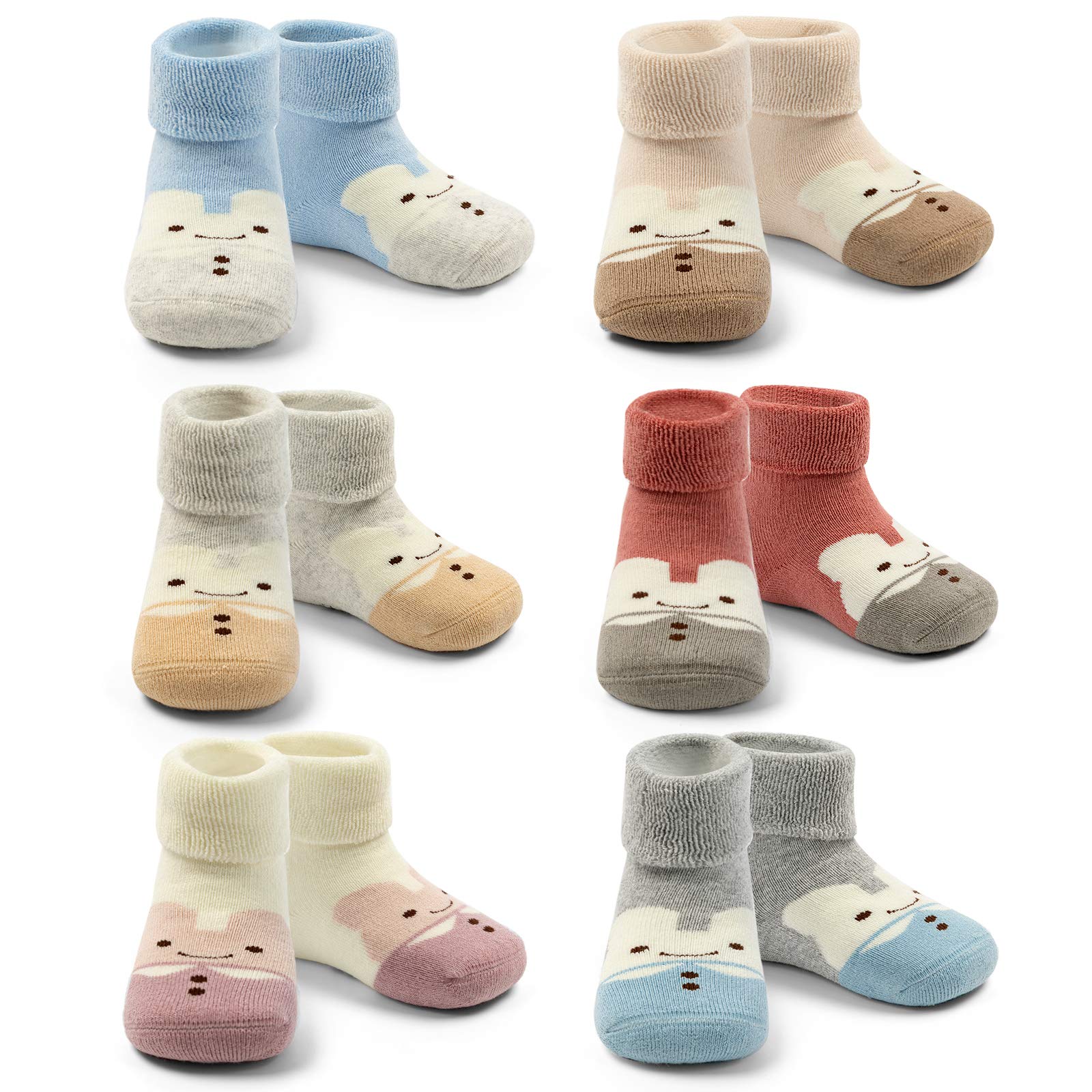 Moon Tree Non-Slip Baby Socks - Warm Winter Terry Socks with Grips for Girls & Boys - Perfect for Crawling, Playtime & Indoor Activities
