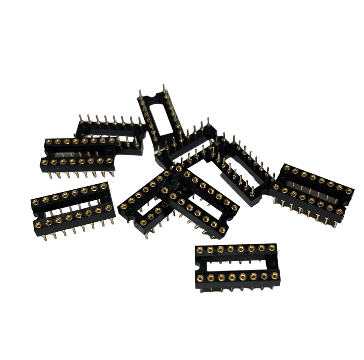 Gold-Plated 20pcs DIP-10/DIP-16 IC Socket Adapter - 2.54mm Pitch Round Hole Solderable Pins for Electronics Projects - Perfect for PCB Prototyping, Arduino Boards & DIY Circuit Repair