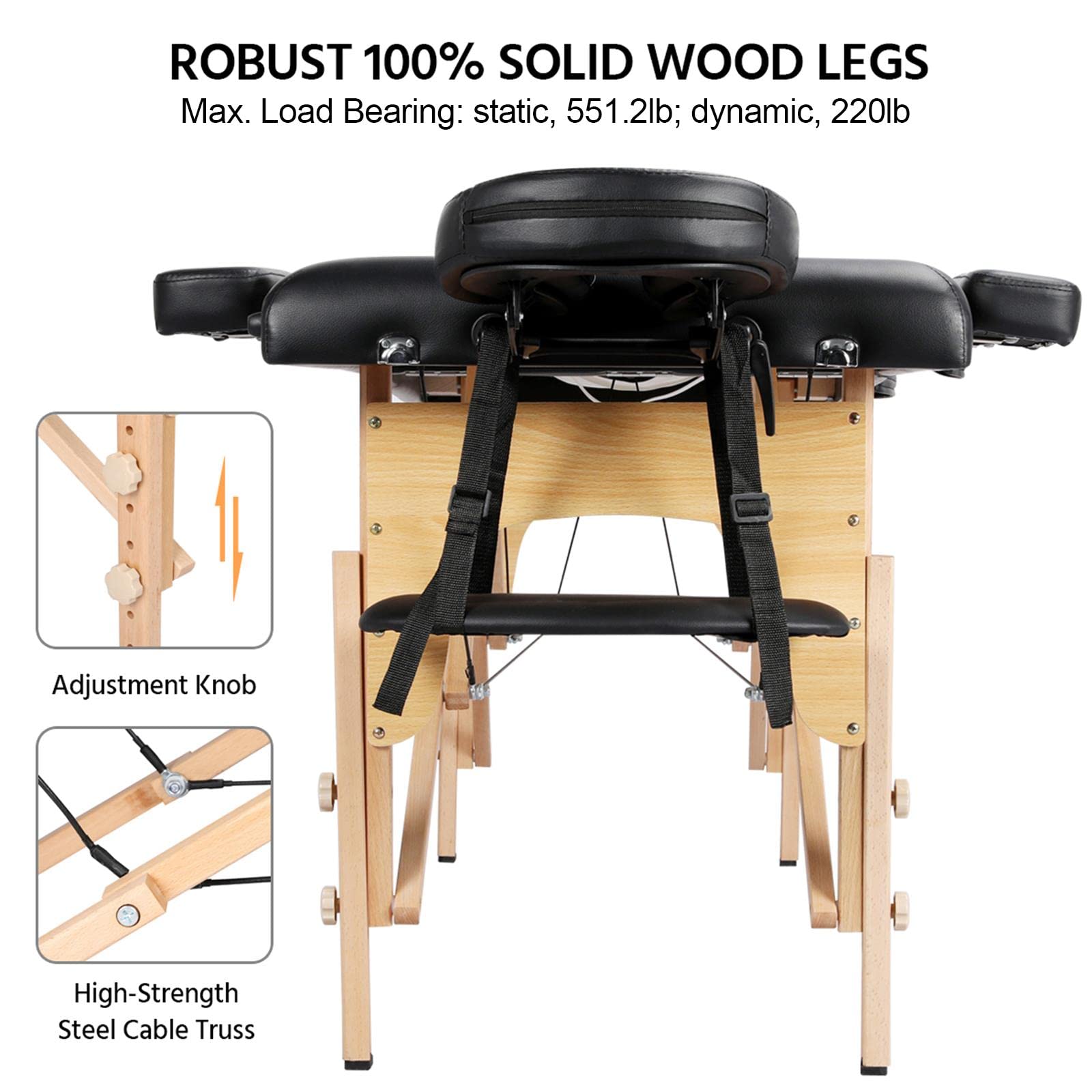 Yaheetech Portable Adjustable Massage Table - Professional Esthetician Bed for Lash Extensions, Waxing, Tattoo & Physical Therapy | Foldable Beauty Spa Table for Salon & Home Use