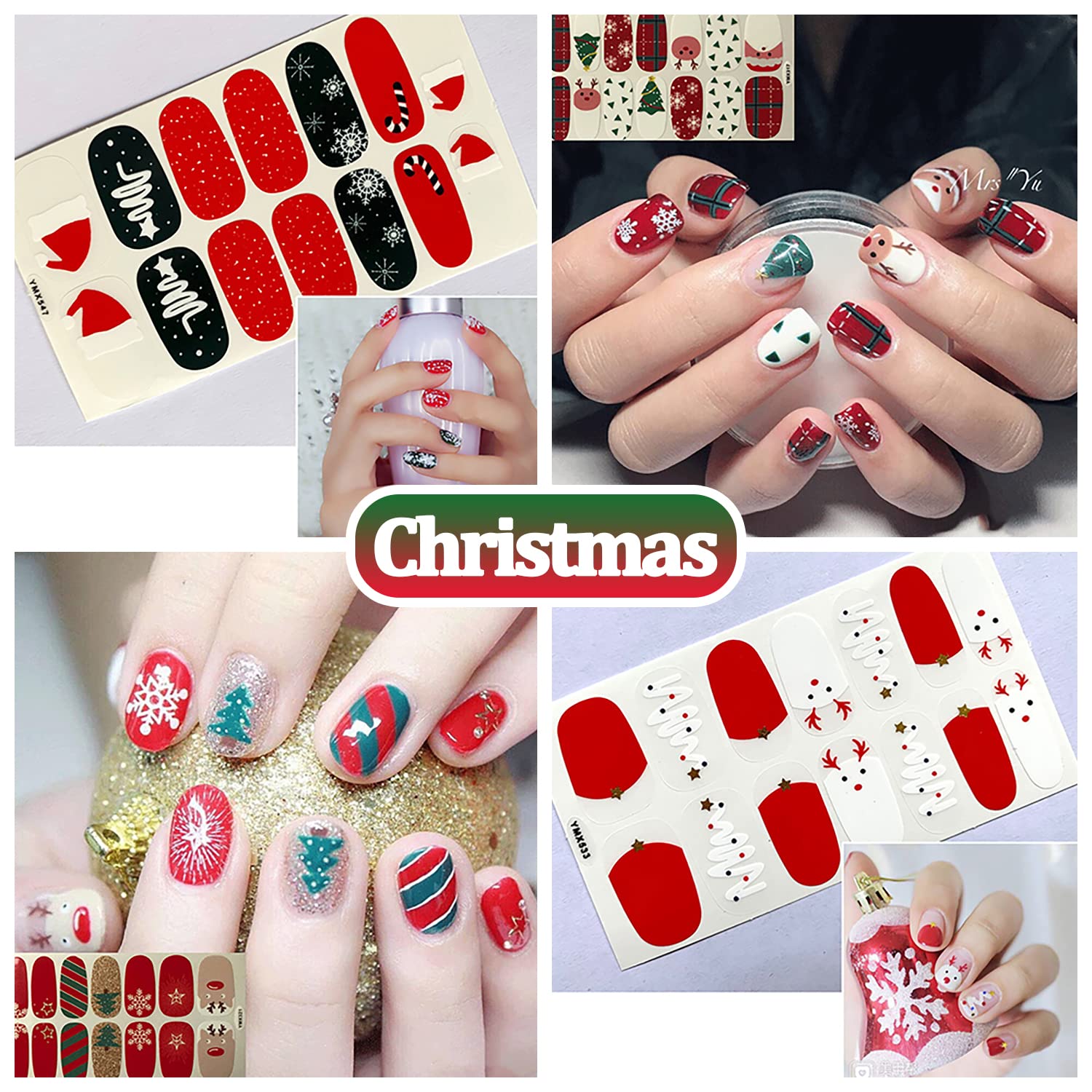 SILPECWEE 20 Sheets Halloween Christmas Nail Polish Strips - Self-Adhesive Gel Nail Wraps for Women, Nail Art Stickers & Decals with 1 Nail File - Perfect for Parties, Holidays & DIY Manicures at Home