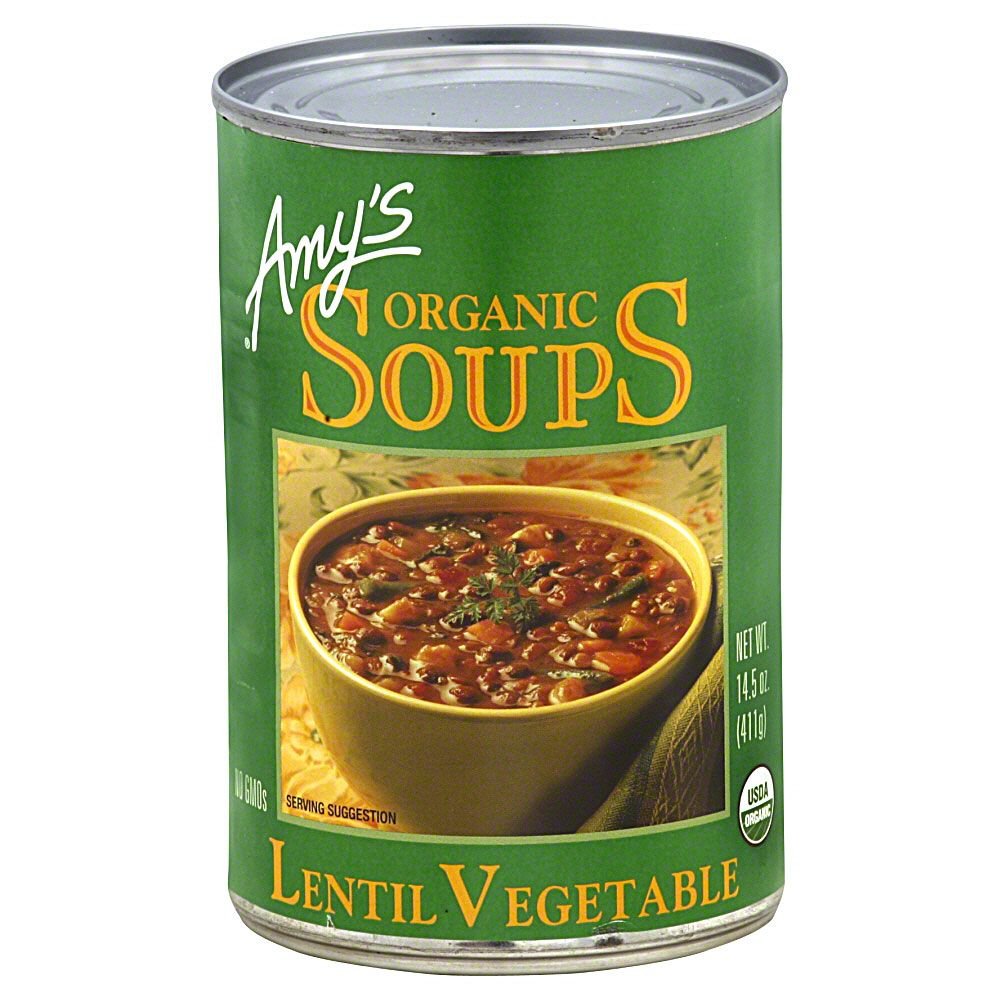 Organic Lentil Vegetable Soup by Amy's - 14.5 Oz Cans (Pack of 12) | Gluten-Free, Vegan, Non-GMO | Perfect for Quick Lunches, Camping & Emergency Food Storage