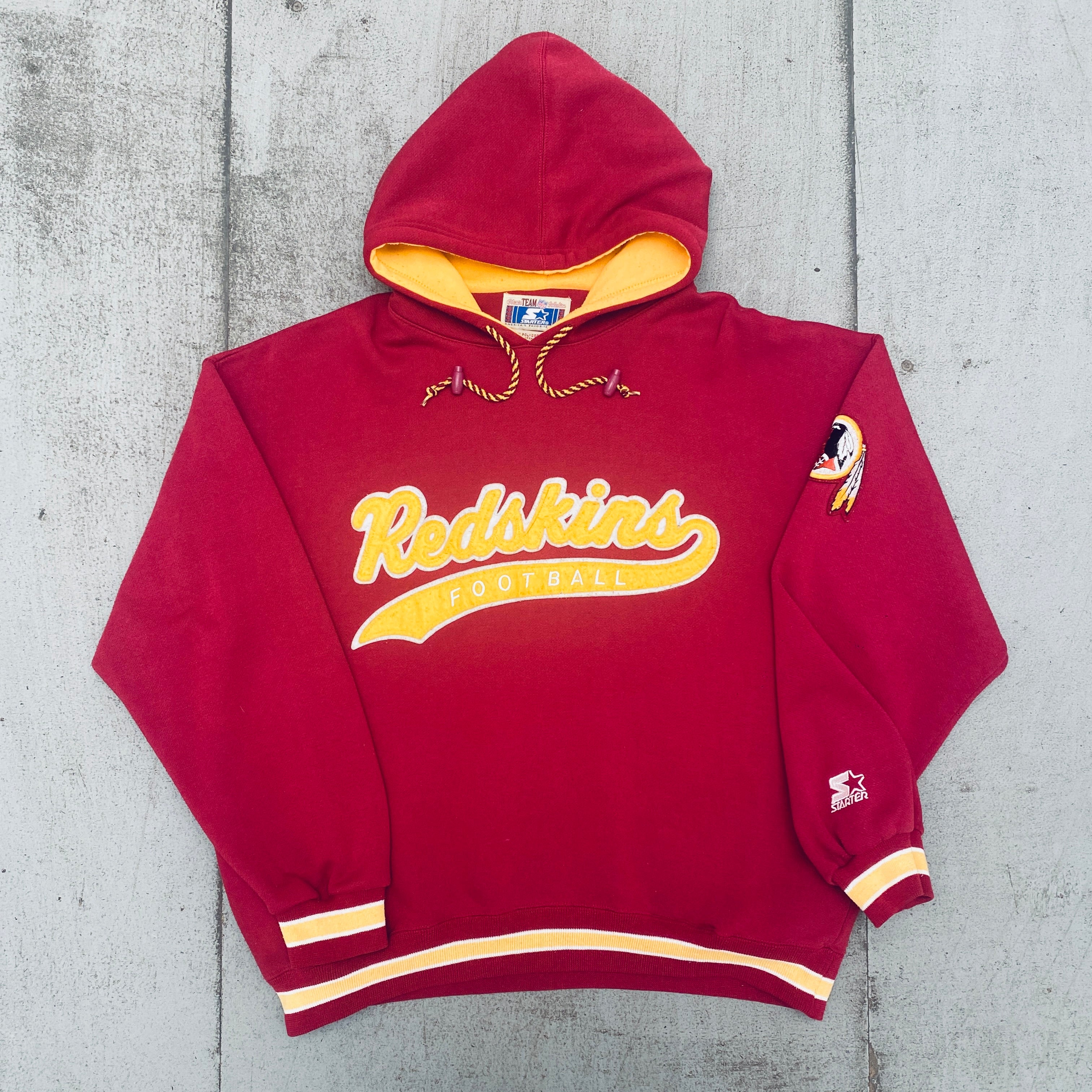 Washington Redskins Vintage 1990s Stitched Script Starter Hoodie - Official NFL Team Apparel (Large/XL) for Game Day & Casual Wear