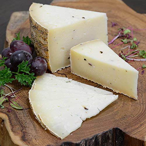 Premium Aged Sheep Milk Cheese with White Truffles - 6 Months Matured, 6.6 lbs Wheel - Perfect for Gourmet Charcuterie Boards, Wine Pairings & Upscale Dinner Parties
