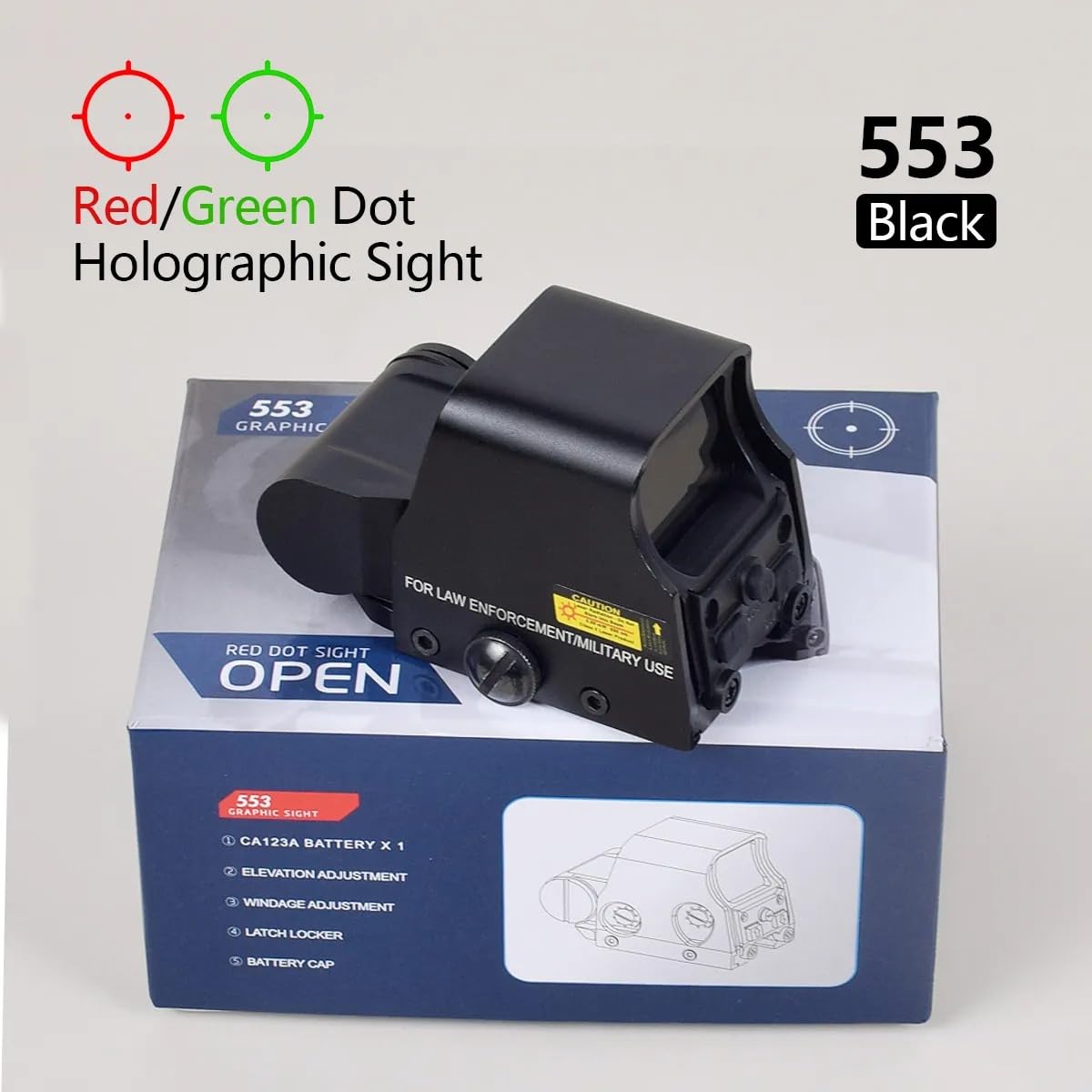 553 Holographic Sight with Red & Green Dot - Tactical Scope for 20mm Rail Mount | Perfect for Hunting, Airsoft & Outdoor Shooting Accessories