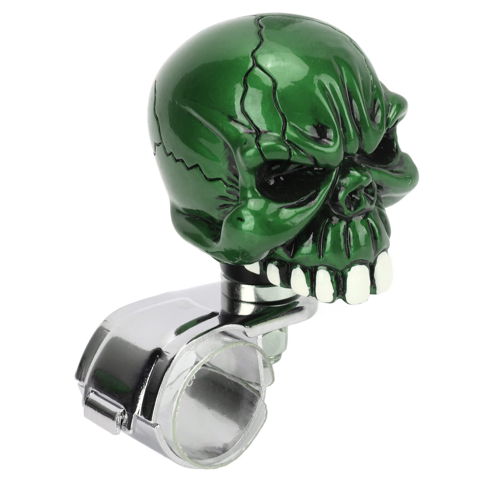 DOINGKING Universal Suicide Knob Steering Wheel Spinner - Skull Shape Green for SUV, Truck, Tractor - Easy Grip & Control for Off-Roading, Farm Work & Heavy Vehicles