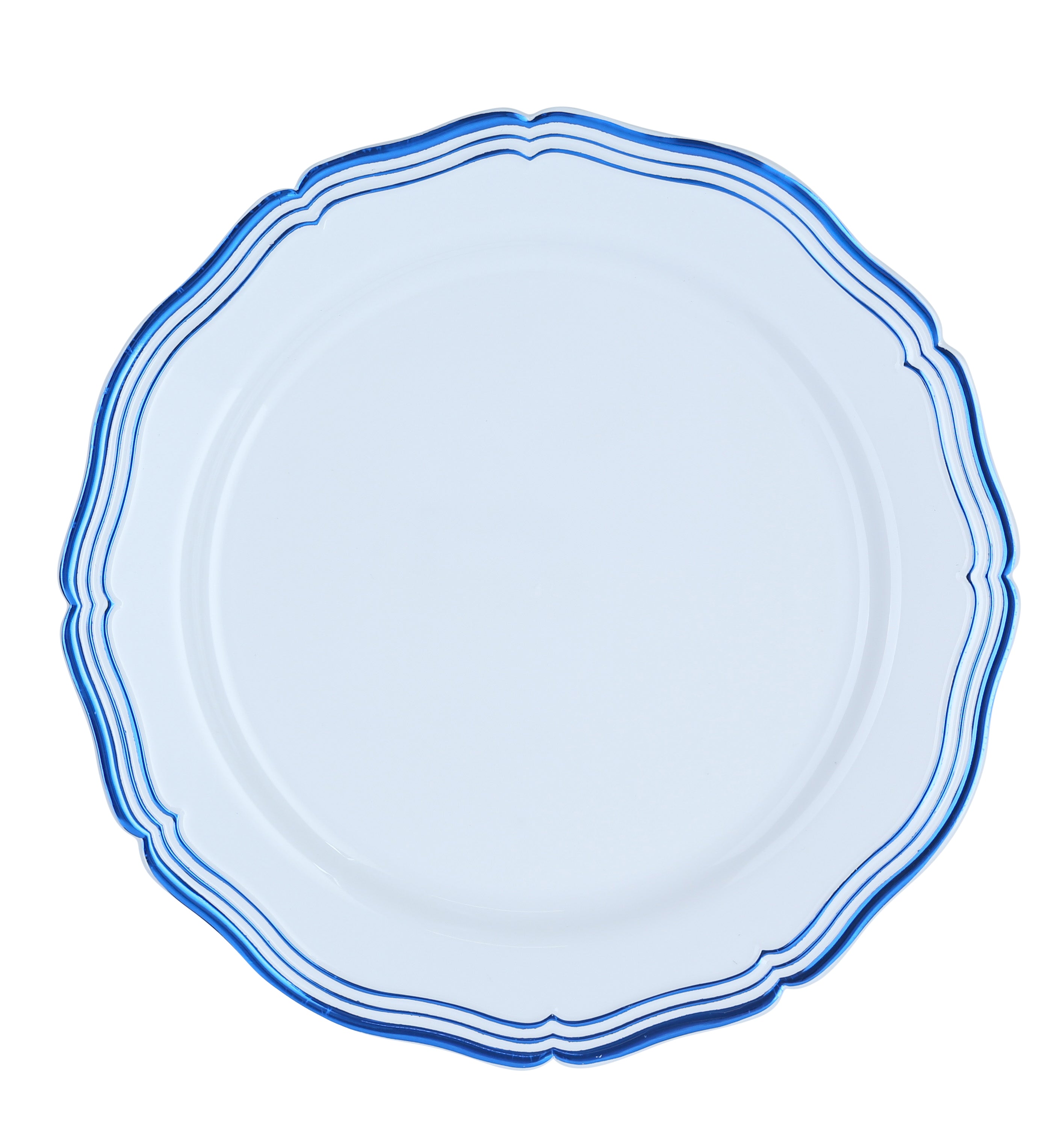 32-Piece Blue Round Plastic Dinnerware Set - 16 Servings, Durable & Elegant for Parties, Picnics, BBQs, and Outdoor Dining - Aristocrat Brand