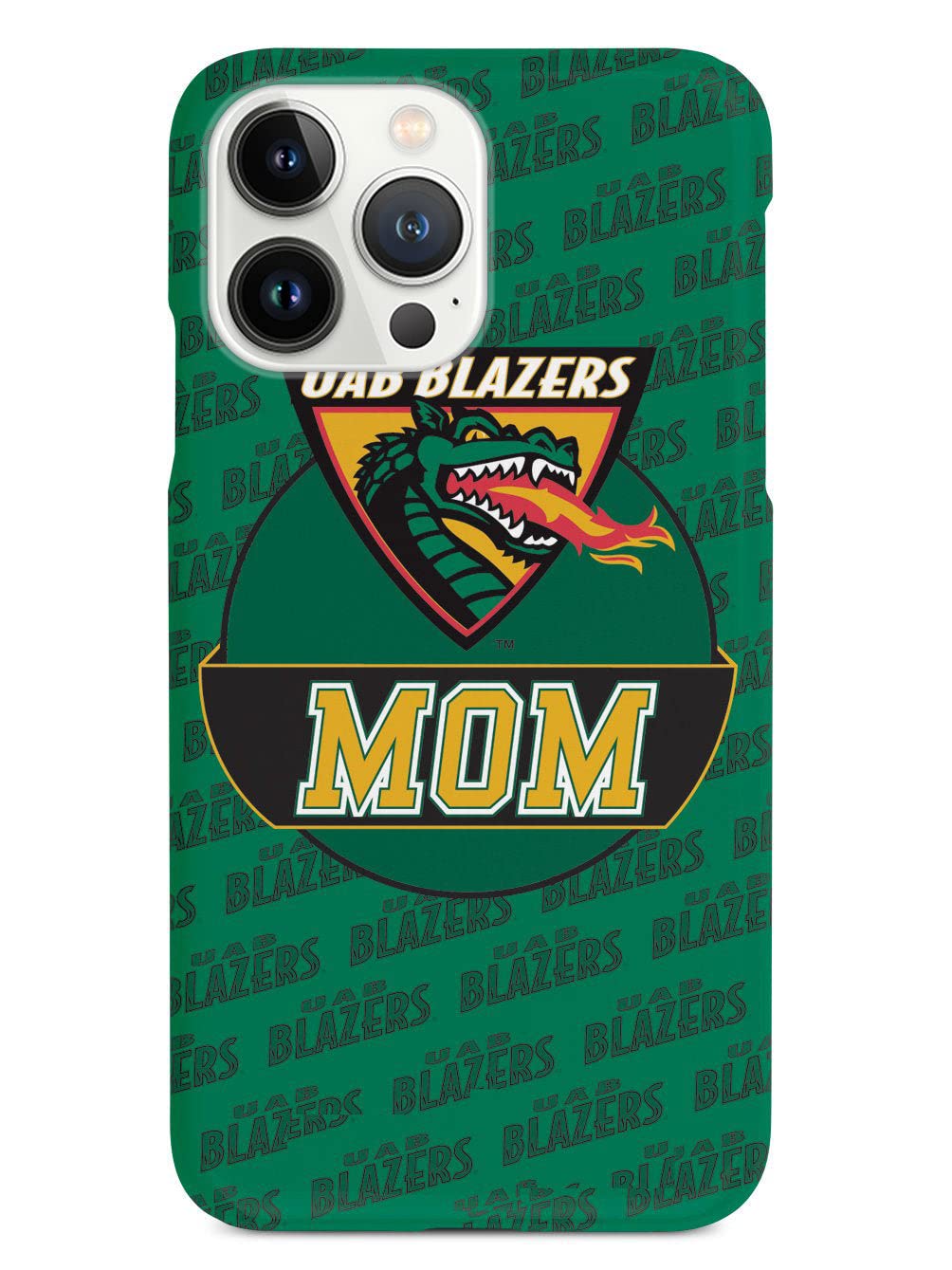3D Textured iPhone 15 Pro Max Case with Rubber Bumper - Protective Cover for Apple iPhone 15 Pro Max - UAB Blazers Design - Perfect Gift for College Moms - Durable Phone Case for Everyday Use & School Life