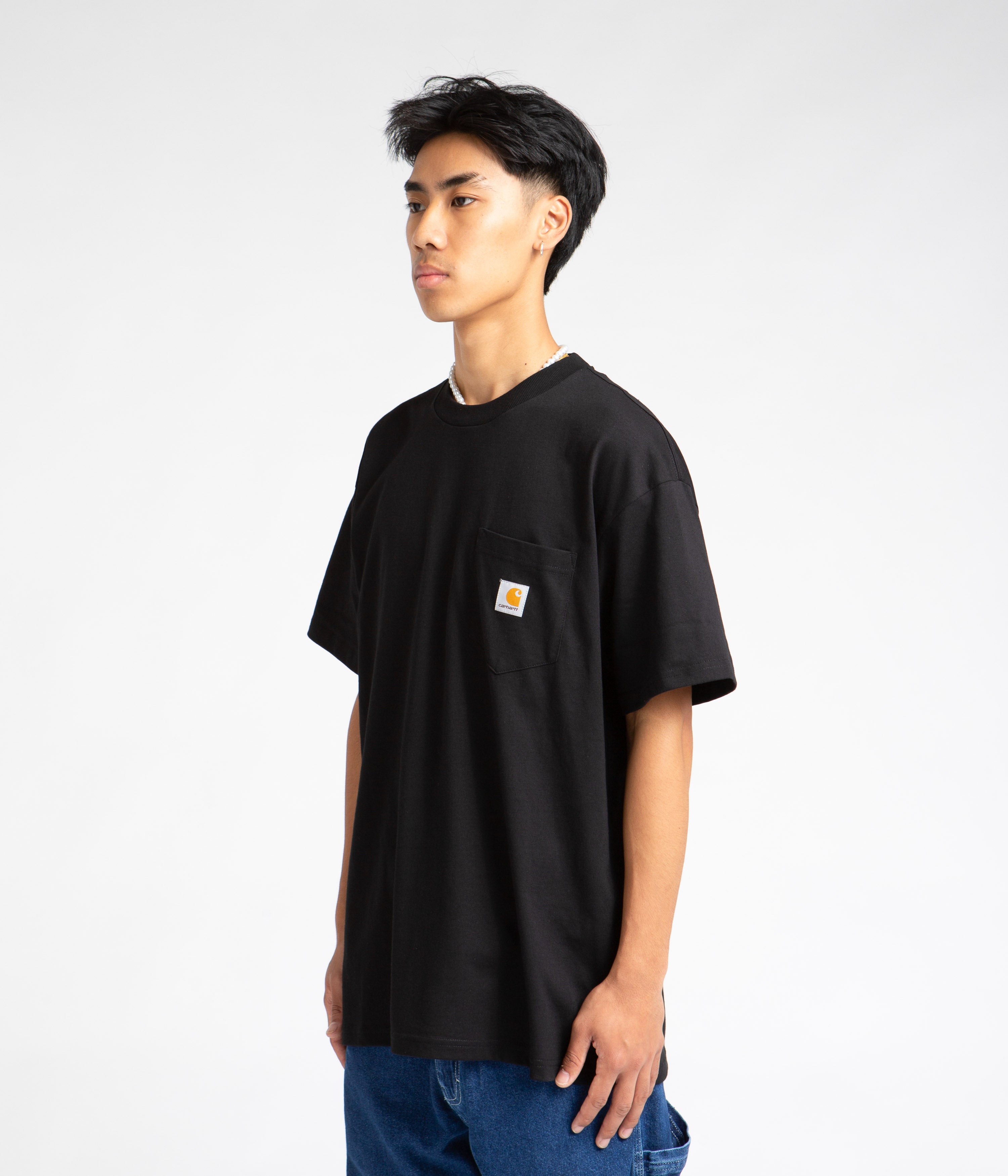 Carhartt Men's Local Pocket T-Shirt - Black & Marengo - Comfortable Workwear for Construction, Farming, and Outdoor Activities