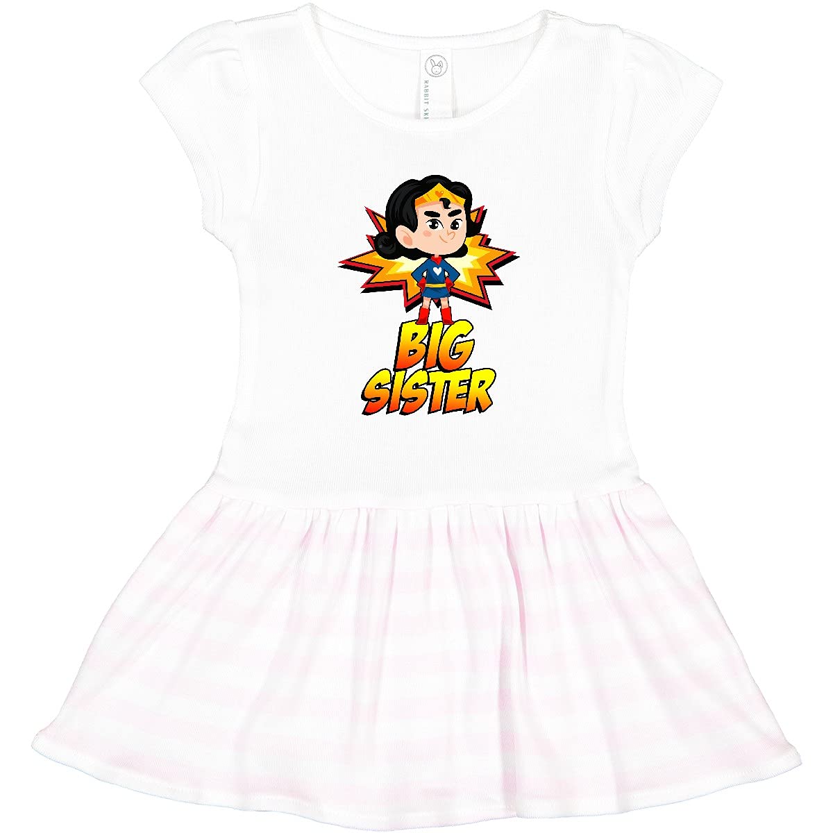 Inktastic Big Sister Superhero Toddler Dress - Cute Superhero Outfit for Toddler Girls, Soft Cotton Baby Sister Dress - Perfect for Birthday Parties, Family Photos & Everyday Play