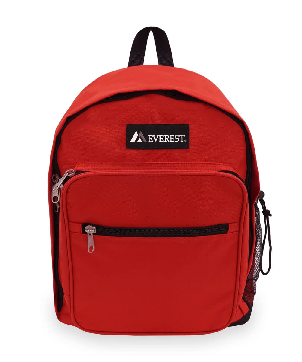 Everest Classic Travel Backpack - Medium Size, Durable & Lightweight Red Hiking Backpack for Men & Women - Perfect for Camping, Hiking & Daily Commute