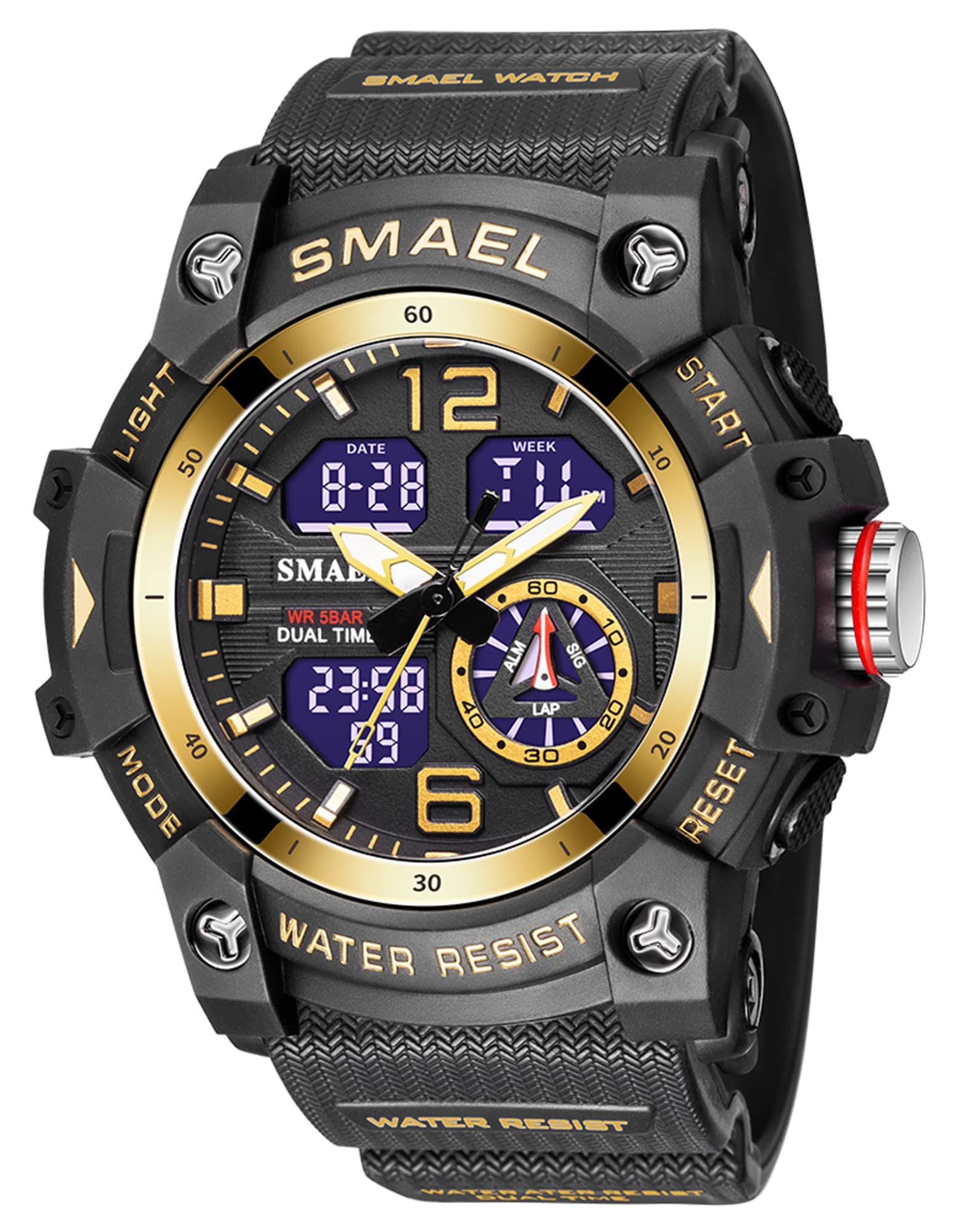 Findtime Men's Military Tactical Watch - Waterproof Analog Digital Sport Watch with LED Alarm & Stopwatch - Big Face Army Watch for Outdoor, Hiking, and Adventure Activities