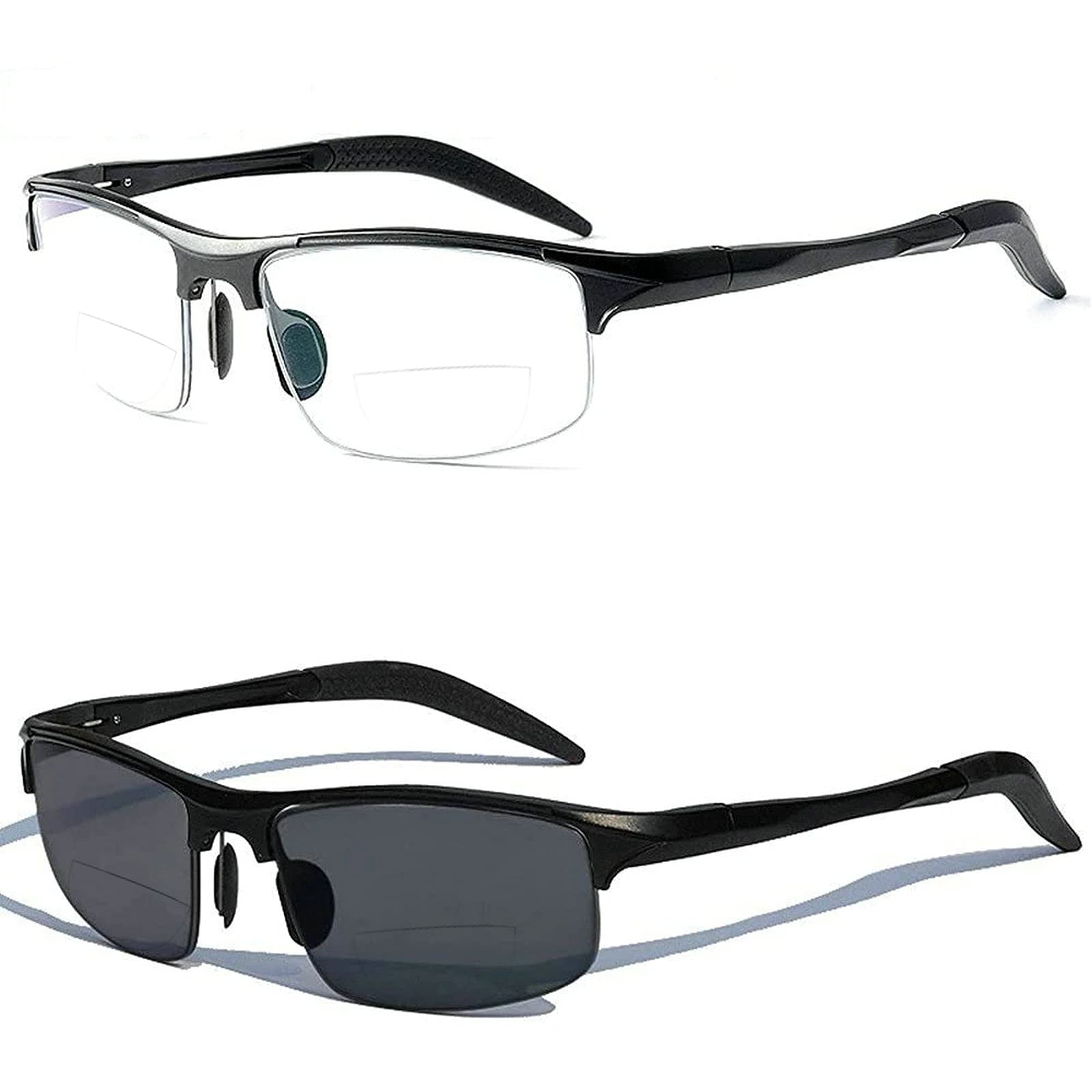 Premium Aluminum Magnesium Multifocal Reading Glasses for Men - Bifocal Presbyopia & Hyperopia Correction - Photochromic Transition Sunglasses for Indoor/Outdoor Use - Ideal for Reading, Driving & Outdoor Activities