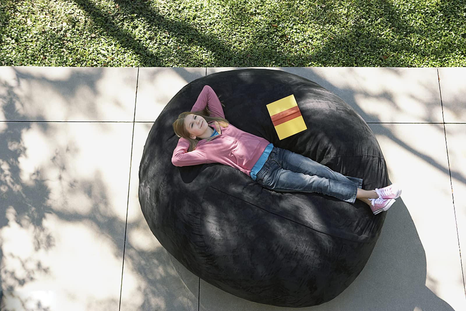 7FT Giant Bean Bag Cover - Soft Fluffy Fur Storage Chair for Living Room, Sofa Bed & Portable Lounging | No Filler Included (Black) | Perfect for Home Theater, Game Room & Dorm Relaxation