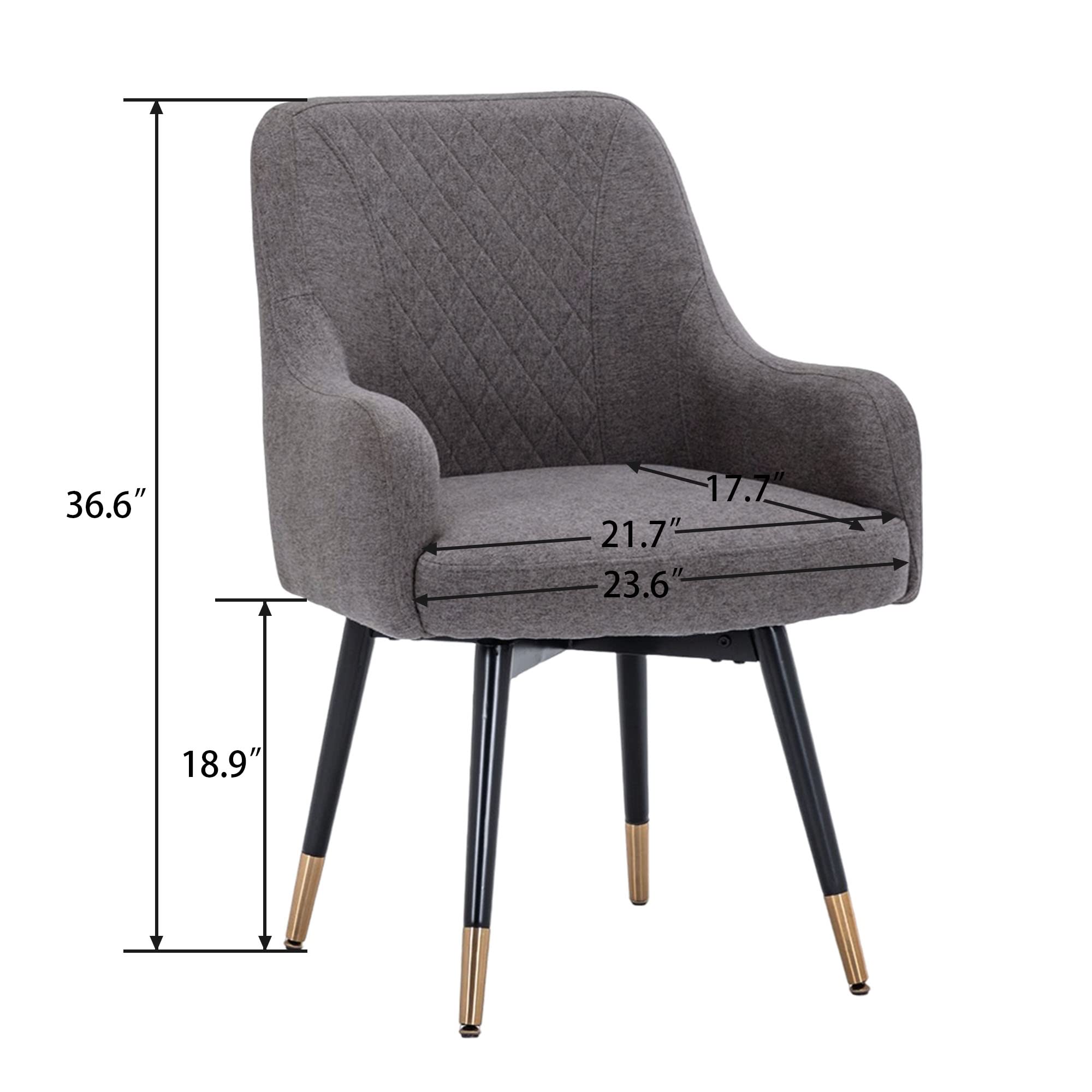 Yongchuang Swivel Upholstered Dining Chairs with Arms, Set of 2 - Modern Accent Chairs for Kitchen, Dining Room & Living Room - Comfortable Gray Armchairs for Home Decor, Entertaining & Relaxation