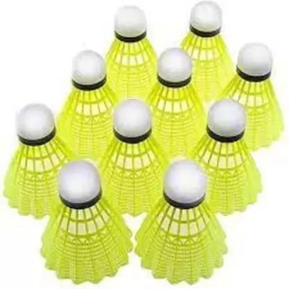 Premium Qwick Click Badminton Shuttlecocks - Durable Plastic Feathers, Medium Speed (77), Bright Yellow, 10-Pack | Perfect for Recreational Play, Training & Backyard Games