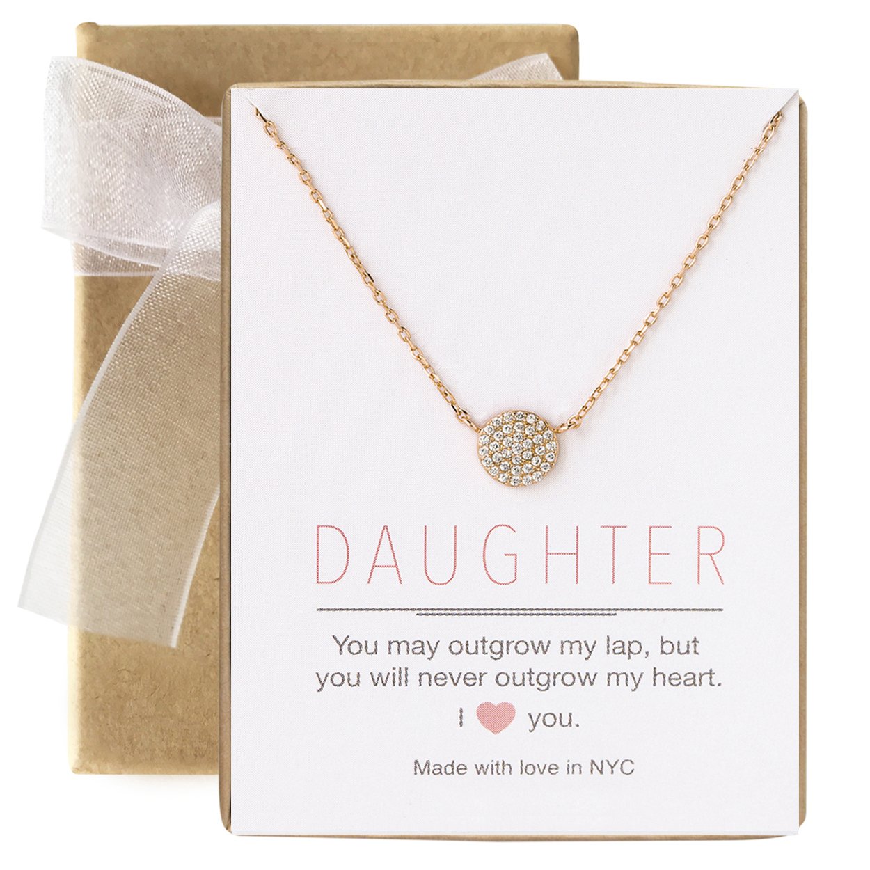 Petite CZ Disc Pendant Necklace - Gold, Rose Gold, Silver | A+O Gift for Daughter | Perfect for Birthdays, Graduations & Special Occasions