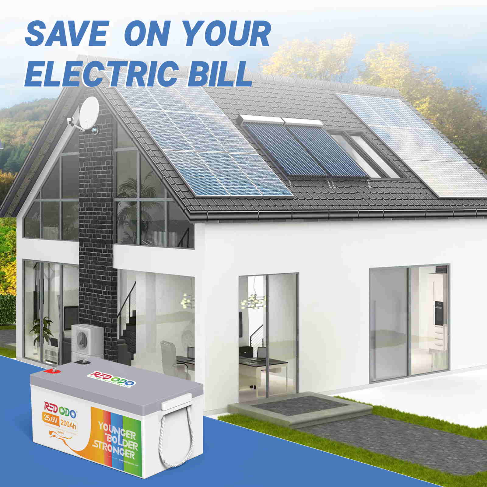 Like New Redodo 24V 200Ah LiFePO4 Deep Cycle Battery | 5.12kWh & 5.12kW Power | Perfect for Solar Energy Storage, RV, Marine & Off-Grid Applications