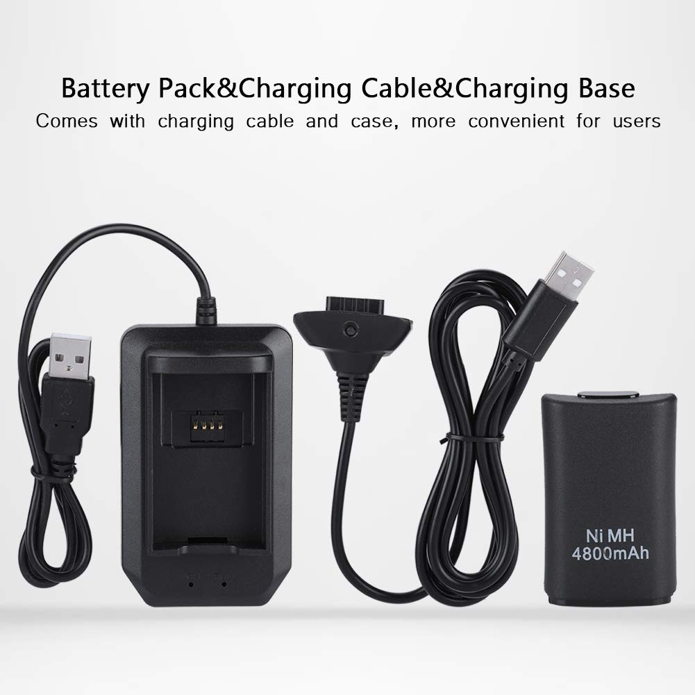 4800mAh Rechargeable Battery Pack for Xbox 360 Controller - USB Charging Cable & Dock Included - Long-Lasting Backup Power for Gaming Sessions, Travel, and Home Entertainment